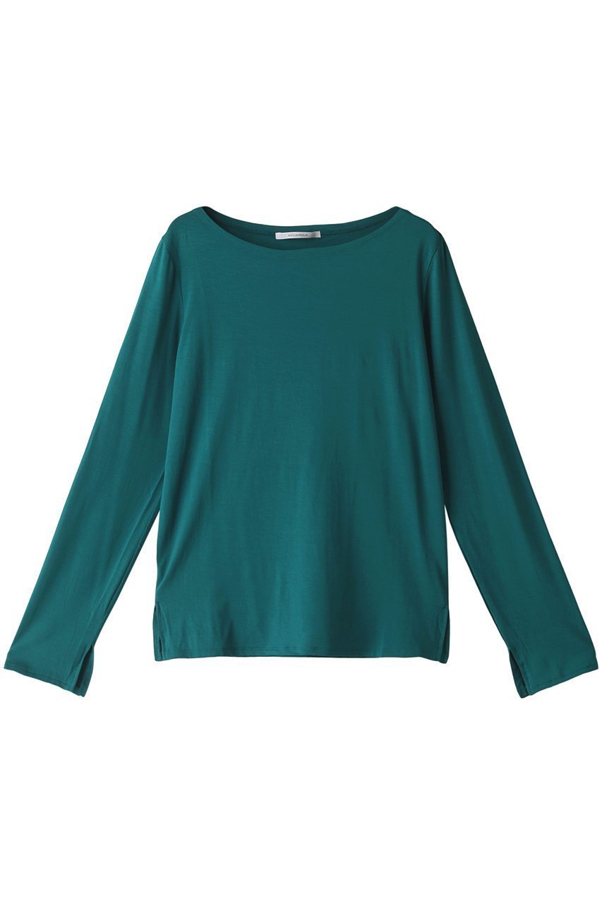 【ミディウミソリッド/MIDIUMISOLID】のボートネックインナープルオーバー インテリア・キッズ・メンズ・レディースファッション・服の通販 founy(ファニー) 　ファッション　Fashion　レディースファッション　Fashion for Women　トップス・カットソー　Cut & Sew Tops　シャツ・ブラウス・オフィスカジュアル　Elegant Blouses & Button-Ups　ロングTシャツ・Tシャツ　Longline T-Shirts & Tees　カジュアルプルオーバー・ニットトップス　Pullovers & Knit Tops / Casual Pullovers　カットソー・ベーシックTシャツ　Cut-and-Sewn Tops / Stretch Tees & Basics　とろみ　Fluid, Flowy Fabric　インナー　Innerwear　シンプル　Simple, Minimal　ストレッチ　Stretch, Stretchy Fabric　スリット　Slit, Slit Detail　スリーブ　Sleeve, Long Sleeve / Short Sleeve　ロング　Long, Long-Length　無地　Plain, Solid Color　長袖　Long Sleeve, Full Sleeve　グリーン|ID: prp329100004606113 ipo3291000000034969370