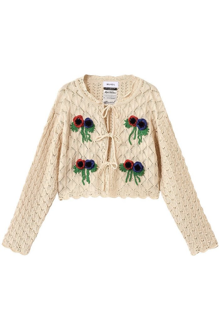 【ミュベール/MUVEIL】のかぎ針フラワーモチーフカーディガン インテリア・キッズ・メンズ・レディースファッション・服の通販 founy(ファニー) https://founy.com/ ファッション Fashion レディースファッション Fashion for Women トップス・カットソー Cut & Sew Tops ニット Knit Tops & Sweaters カーディガン・羽織り Layered Style Cardigans 花柄・フラワープリント・モチーフ Floral Prints & Motifs / Flower Pattern Tops おすすめ Recommended / Our Picks かぎ針 Crochet カーディガン Cardigan, Knitwear ガーリー Girly, Feminine Style スカラップ Scallop, Scalloped Edge デニム Denim, Jeans Material フレア Flare, Flared モチーフ Motif, Design Theme レース Lace, Lace Fabric |ID: prp329100004606116 ipo3291000000032837343