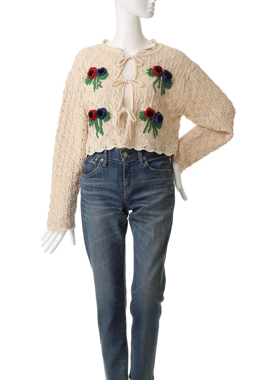 【ミュベール/MUVEIL】のかぎ針フラワーモチーフカーディガン 人気、トレンドファッション・服の通販 founy(ファニー) 　ファッション　Fashion　レディースファッション　Fashion for Women　トップス・カットソー　Cut & Sew Tops　ニット　Knit Tops & Sweaters　カーディガン・羽織り　Layered Style Cardigans　花柄・フラワープリント・モチーフ　Floral Prints & Motifs / Flower Pattern Tops　おすすめ　Recommended / Our Picks　かぎ針　Crochet　カーディガン　Cardigan, Knitwear　ガーリー　Girly, Feminine Style　スカラップ　Scallop, Scalloped Edge　デニム　Denim, Jeans Material　フレア　Flare, Flared　モチーフ　Motif, Design Theme　レース　Lace, Lace Fabric　other-2|ID: prp329100004606116 ipo3291000000035175009