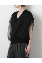 【ヒューエルミュージアム/hueLe Museum】の【STUMBLY】Tulle Combination V-neck Gile ブラック|ID:prp329100004606117