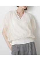 【ヒューエルミュージアム/hueLe Museum】の【STUMBLY】Tulle Combination V-neck Gile ホワイト|ID:prp329100004606117