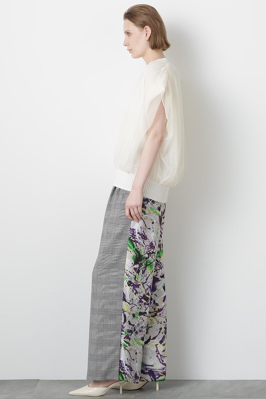 【ヒューエルミュージアム/hueLe Museum】の【STUMBLY】Tulle Combination V-neck Gile 人気、トレンドファッション・服の通販 founy(ファニー) 　ファッション　Fashion　レディースファッション　Fashion for Women　トップス・カットソー　Cut & Sew Tops　ニット　Knit Tops & Sweaters　カジュアルプルオーバー・ニットトップス　Pullovers & Knit Tops / Casual Pullovers　Vネックトップス　V-Neck Tops / V-Cut Neckline Shirts　エレガント 上品　Elegant　チュール　Tulip, Tulip Motif　畦　Ribbed Knit　other-4|ID: prp329100004606117 ipo3291000000036827343