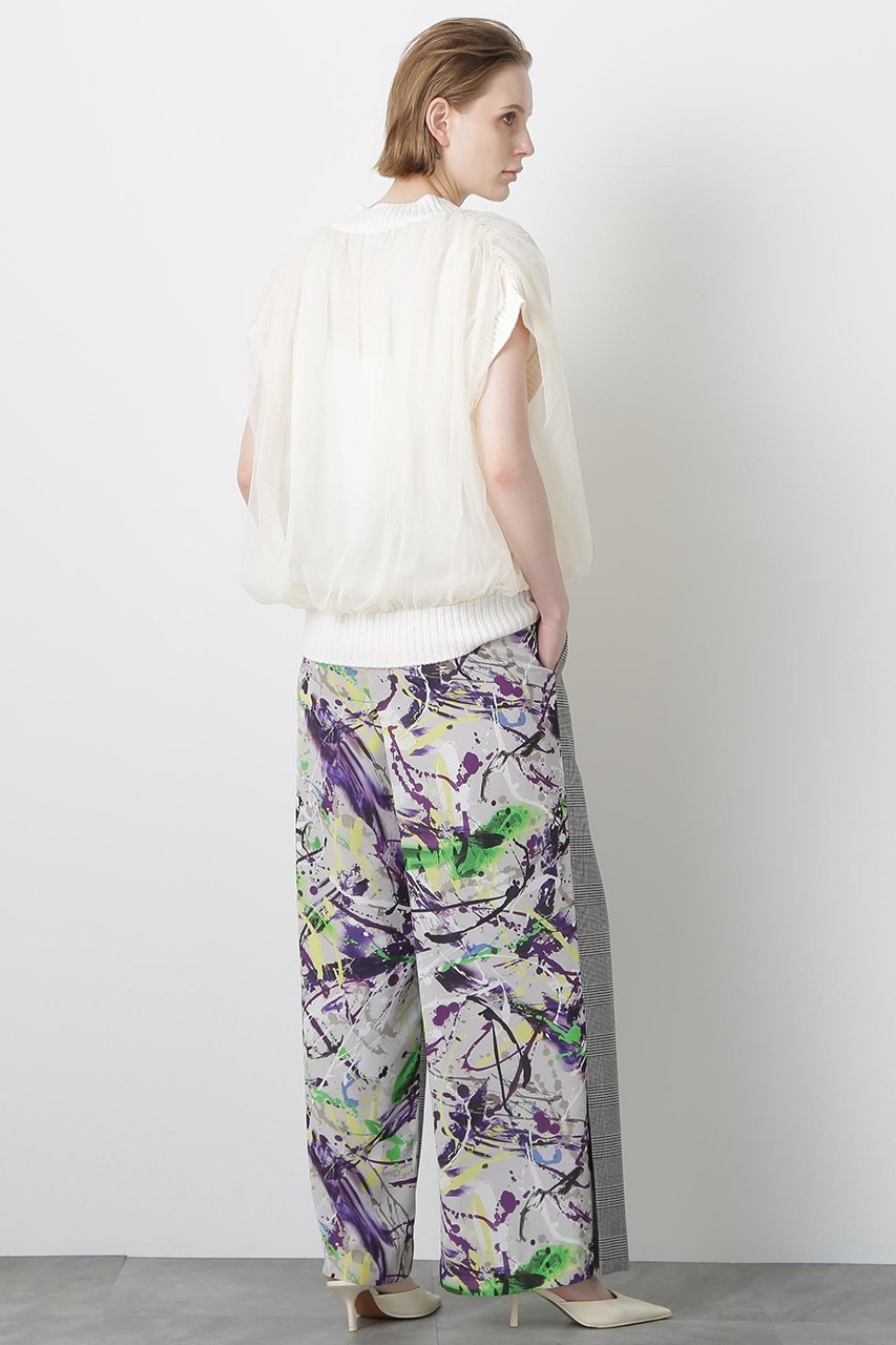 【ヒューエルミュージアム/hueLe Museum】の【STUMBLY】Tulle Combination V-neck Gile 人気、トレンドファッション・服の通販 founy(ファニー) 　ファッション　Fashion　レディースファッション　Fashion for Women　トップス・カットソー　Cut & Sew Tops　ニット　Knit Tops & Sweaters　カジュアルプルオーバー・ニットトップス　Pullovers & Knit Tops / Casual Pullovers　Vネックトップス　V-Neck Tops / V-Cut Neckline Shirts　エレガント 上品　Elegant　チュール　Tulip, Tulip Motif　畦　Ribbed Knit　other-5|ID: prp329100004606117 ipo3291000000036827344