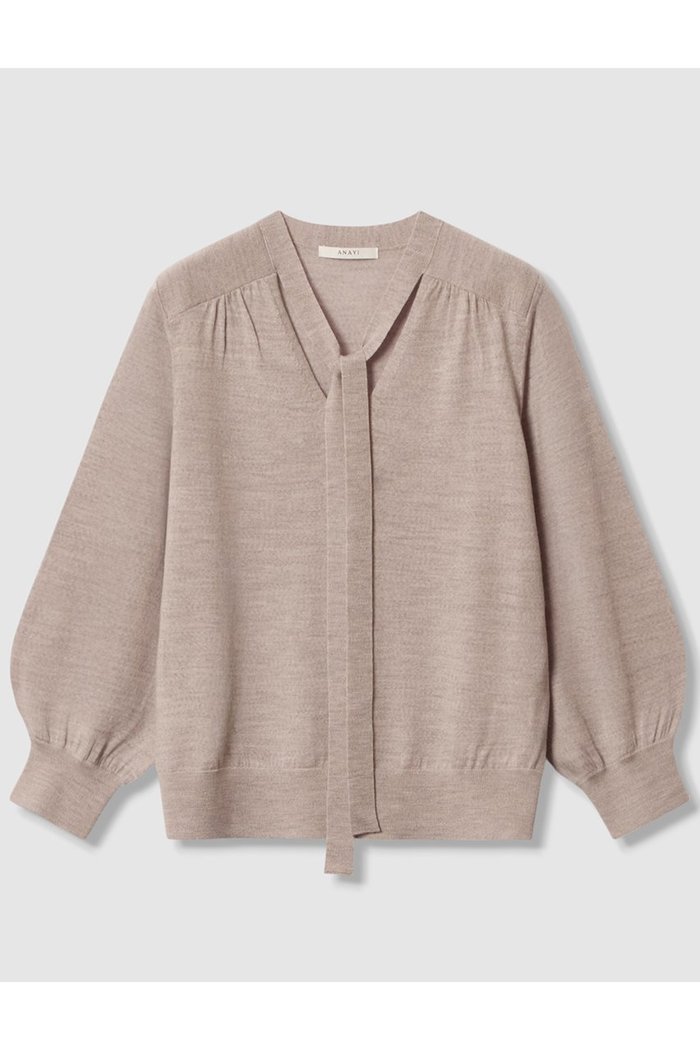 【アナイ/ANAYI】のエキストラファインメリノタイ付きVネック プルオーバー インテリア・キッズ・メンズ・レディースファッション・服の通販 founy(ファニー) https://founy.com/ ファッション Fashion レディースファッション Fashion for Women トップス・カットソー Cut & Sew Tops ニット Knit Tops & Sweaters カジュアルプルオーバー・ニットトップス Pullovers & Knit Tops / Casual Pullovers Vネックトップス V-Neck Tops / V-Cut Neckline Shirts おすすめ Recommended / Our Picks なめらか Smooth, Silky Texture ギャザー Gathered, Ruffled セットアップ Set-Up, Coordinated Outfit フェミニン Feminine, Girly リボン Ribbon, Bow |ID: prp329100004606118 ipo3291000000035676408