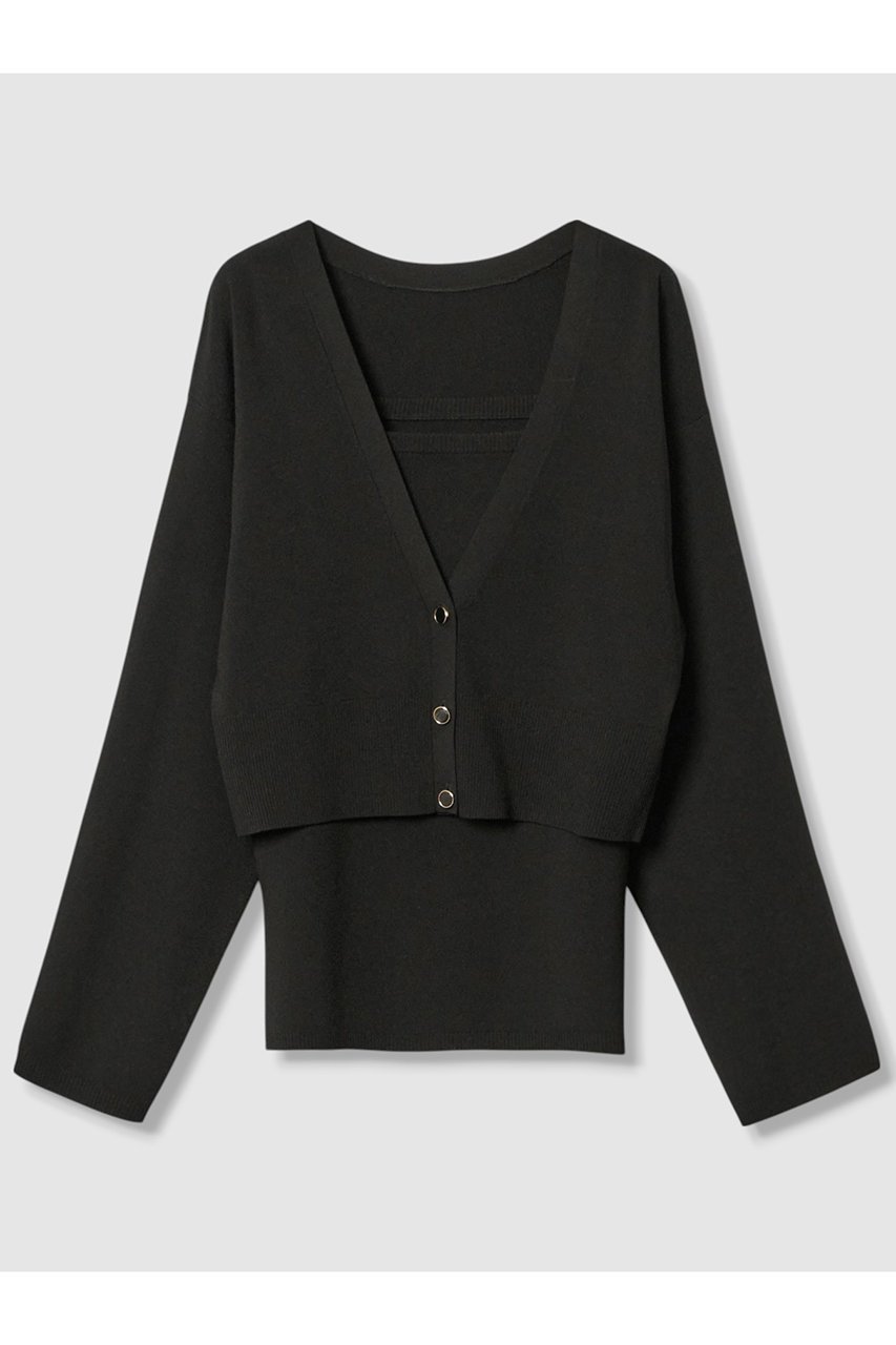 【アルアバイル/allureville】の【Loulou Willoughby】アメスリアンサンブル インテリア・キッズ・メンズ・レディースファッション・服の通販 founy(ファニー) 　ファッション　Fashion　レディースファッション　Fashion for Women　トップス・カットソー　Cut & Sew Tops　ニット　Knit Tops & Sweaters　アンサンブルニット　Knit Ensembles & Twin Sets　カジュアルプルオーバー・ニットトップス　Pullovers & Knit Tops / Casual Pullovers　アメリカン　American Style　アンサンブル　Ensemble Set　カーディガン　Cardigan, Knitwear　キャミソール　Camisole, Spaghetti Strap Top　ジャケット　Jacket, Outerwear　スリーブ　Sleeve, Long Sleeve / Short Sleeve　バランス　Balance, Style Balance　秋　Autumn　ブラック|ID: prp329100004606125 ipo3291000000035964185