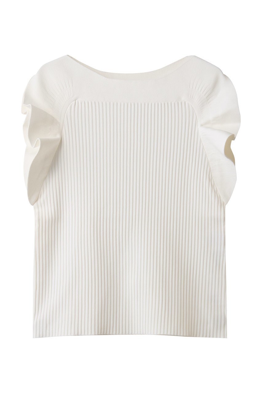 【アルアバイル/allureville】の【Loulou Willoughby】スキャーラッププルオーバー インテリア・キッズ・メンズ・レディースファッション・服の通販 founy(ファニー) 　ファッション　Fashion　レディースファッション　Fashion for Women　トップス・カットソー　Cut & Sew Tops　ニット　Knit Tops & Sweaters　カジュアルプルオーバー・ニットトップス　Pullovers & Knit Tops / Casual Pullovers　おすすめ　Recommended / Our Picks　デコルテ　Décolleté, Neckline　デニム　Denim, Jeans Material　ノースリーブ　Sleeveless, No-Sleeve　フェミニン　Feminine, Girly　フリル　Frill, Ruffle　ラッフル　Ruffle, Frill　ワイド　Wide, Wide Fit　ホワイト|ID: prp329100004606127 ipo3291000000033831438