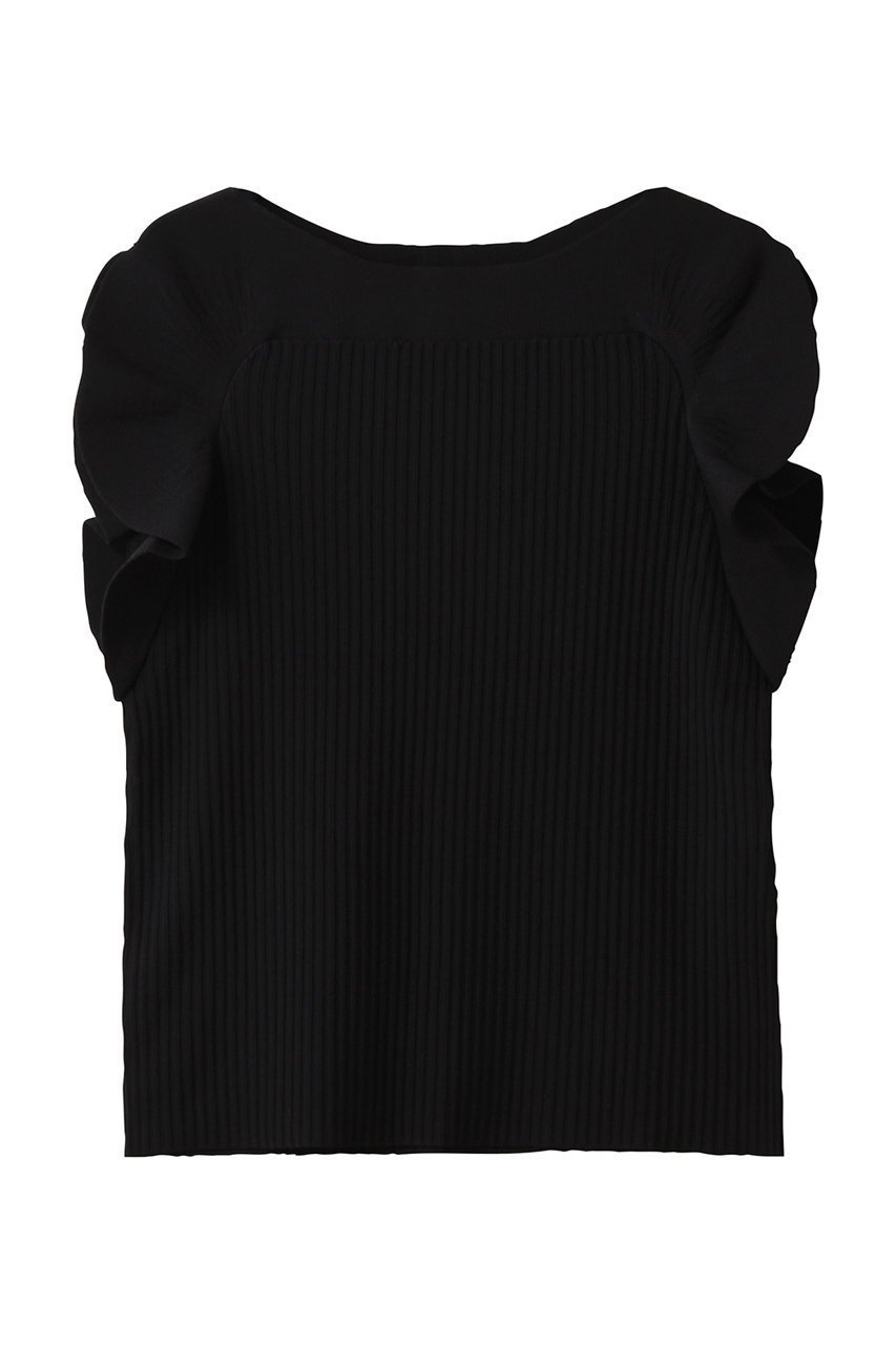 【アルアバイル/allureville】の【Loulou Willoughby】スキャーラッププルオーバー インテリア・キッズ・メンズ・レディースファッション・服の通販 founy(ファニー) 　ファッション　Fashion　レディースファッション　Fashion for Women　トップス・カットソー　Cut & Sew Tops　ニット　Knit Tops & Sweaters　カジュアルプルオーバー・ニットトップス　Pullovers & Knit Tops / Casual Pullovers　おすすめ　Recommended / Our Picks　デコルテ　Décolleté, Neckline　デニム　Denim, Jeans Material　ノースリーブ　Sleeveless, No-Sleeve　フェミニン　Feminine, Girly　フリル　Frill, Ruffle　ラッフル　Ruffle, Frill　ワイド　Wide, Wide Fit　ブラック|ID: prp329100004606127 ipo3291000000033831439