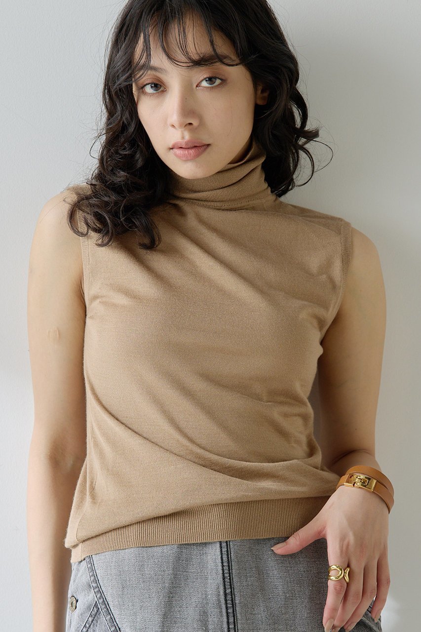 【ウィムガゼット/Whim Gazette】の16Gタートルノースリーブプルオーバー インテリア・キッズ・メンズ・レディースファッション・服の通販 founy(ファニー) 　ファッション　Fashion　レディースファッション　Fashion for Women　トップス・カットソー　Cut & Sew Tops　ニット　Knit Tops & Sweaters　キャミソール&ノースリーブ　Camisoles & Sleeveless Tops　カジュアルプルオーバー・ニットトップス　Pullovers & Knit Tops / Casual Pullovers　おすすめ　Recommended / Our Picks　なめらか　Smooth, Silky Texture　アンサンブル　Ensemble Set　カーディガン　Cardigan, Knitwear　タートルネック　Turtleneck, High Neck　ドレープ　Drape, Draping Fabric　ノースリーブ　Sleeveless, No-Sleeve　バランス　Balance, Style Balance　ボトム　Bottoms, Lower Wear　エレガント 上品　Elegant　キャメル|ID: prp329100004606129 ipo3291000000035795850