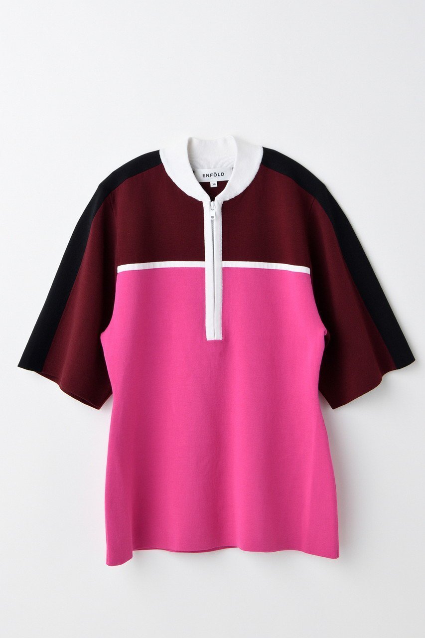 【エンフォルド/ENFOLD】のZIP BICOLOR PULLOVER/プルオーバー インテリア・キッズ・メンズ・レディースファッション・服の通販 founy(ファニー) 　ファッション　Fashion　レディースファッション　Fashion for Women　トップス・カットソー　Cut & Sew Tops　ニット　Knit Tops & Sweaters　カジュアルプルオーバー・ニットトップス　Pullovers & Knit Tops / Casual Pullovers　おすすめ　Recommended / Our Picks　エレガント 上品　Elegant　シンプル　Simple, Minimal　スーツ　Suit, Formalwear　セットアップ　Set-Up, Coordinated Outfit　ピンク|ID: prp329100004606131 ipo3291000000032838008