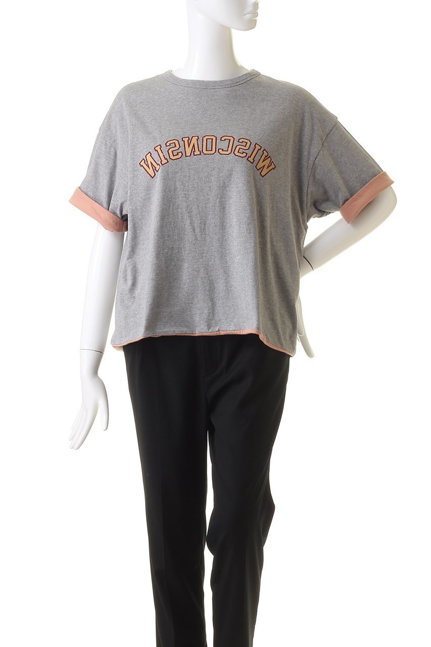 【セント ジョンズ サードクラブ/ST.JOHNS 3RD CLUB】のWISCONSIN リバーシブルTシャツ 人気、トレンドファッション・服の通販 founy(ファニー) 　ファッション　Fashion　レディースファッション　Fashion for Women　トップス・カットソー　Cut & Sew Tops　シャツ・ブラウス・オフィスカジュアル　Elegant Blouses & Button-Ups　ロングTシャツ・Tシャツ　Longline T-Shirts & Tees　カットソー・ベーシックTシャツ　Cut-and-Sewn Tops / Stretch Tees & Basics　ショート　Short, Short Length　スリーブ　Sleeve, Long Sleeve / Short Sleeve　センター　Center, Center Line　デニム　Denim, Jeans Material　フレア　Flare, Flared　フロント　Front, Front Design　リバーシブル　Reversible, Two-Sided　other-2|ID: prp329100004606135 ipo3291000000032838200