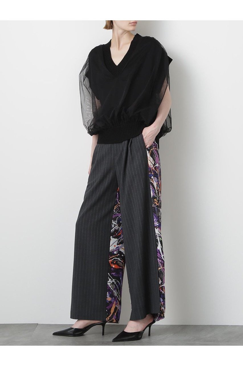 【ヒューエルミュージアム/hueLe Museum】の【STUMBLY】Printed Combination Wide Pants インテリア・キッズ・メンズ・レディースファッション・服の通販 founy(ファニー) 　ファッション　Fashion　レディースファッション　Fashion for Women　パンツ　Pants & Trousers　プリント　Print, Printed Pattern　ワイド　Wide, Wide Fit　新作・新入荷　New Arrivals / New In　ブラック|ID: prp329100004606138 ipo3291000000032838272