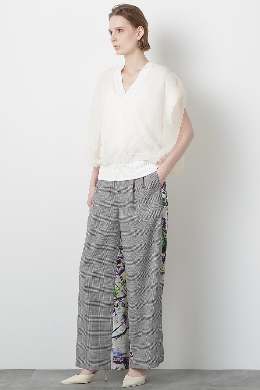 【ヒューエルミュージアム/hueLe Museum】の【STUMBLY】Printed Combination Wide Pants インテリア・キッズ・メンズ・レディースファッション・服の通販 founy(ファニー) 　ファッション　Fashion　レディースファッション　Fashion for Women　パンツ　Pants & Trousers　プリント　Print, Printed Pattern　ワイド　Wide, Wide Fit　グレー|ID: prp329100004606138 ipo3291000000035940035