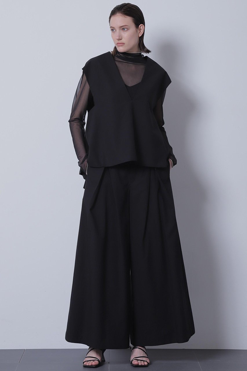 【ヒューエルミュージアム/hueLe Museum】の【STUMBLY】Cross Tuck Wide Pants インテリア・キッズ・メンズ・レディースファッション・服の通販 founy(ファニー) 　ファッション　Fashion　レディースファッション　Fashion for Women　パンツ　Pants & Trousers　クール　Cool, Chic　シルク　Silk, 100% Silk　フロント　Front, Front Design　マニッシュ　Mannish, Boyish　ワイド　Wide, Wide Fit　ブラック|ID: prp329100004606166 ipo3291000000032839331