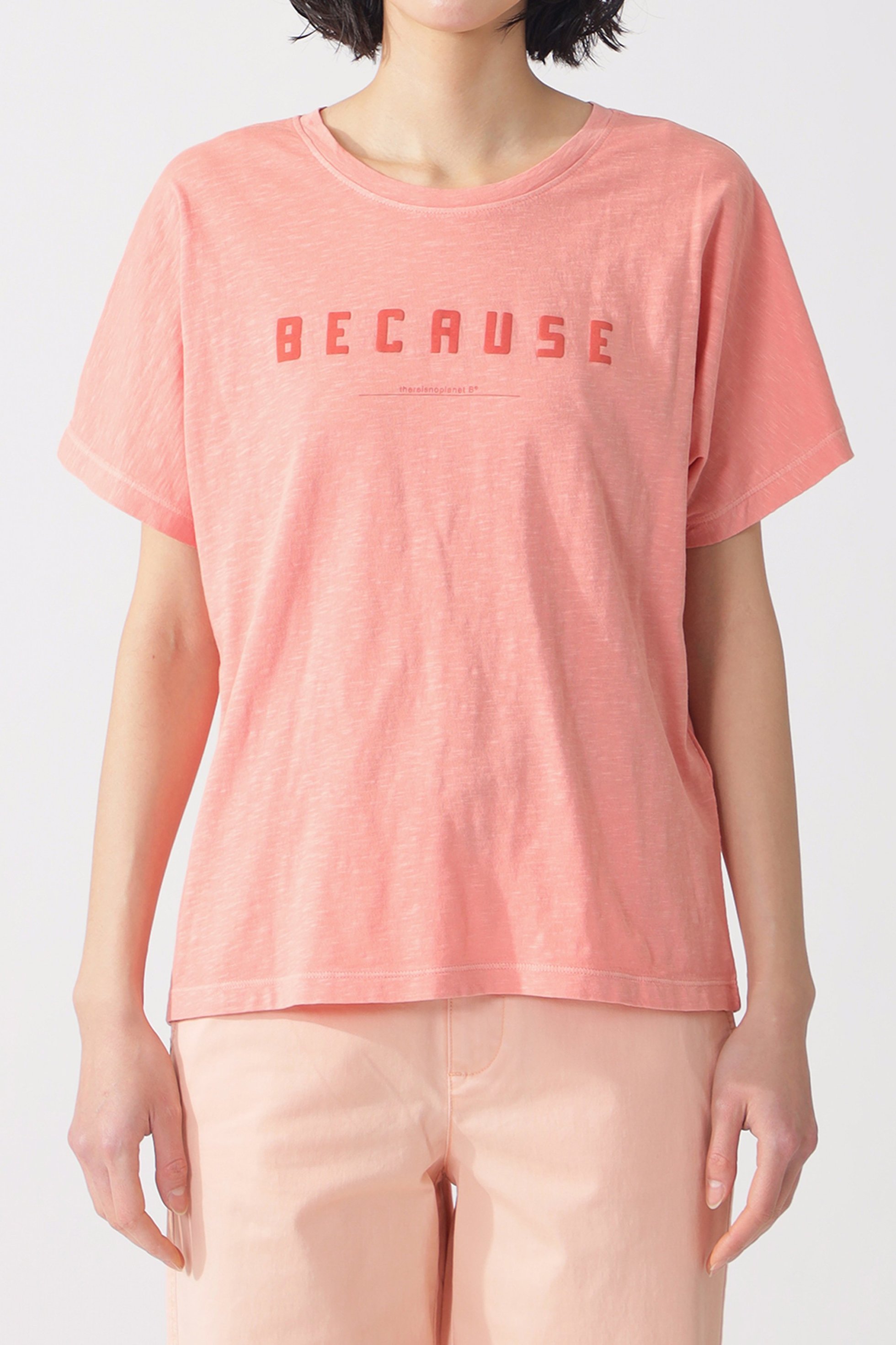 【エコアルフ/ECOALF】のKEMI BECAUSE Tシャツ インテリア・キッズ・メンズ・レディースファッション・服の通販 founy(ファニー) 　ファッション　Fashion　レディースファッション　Fashion for Women　トップス・カットソー　Cut & Sew Tops　シャツ・ブラウス・オフィスカジュアル　Elegant Blouses & Button-Ups　ロングTシャツ・Tシャツ　Longline T-Shirts & Tees　カットソー・ベーシックTシャツ　Cut-and-Sewn Tops / Stretch Tees & Basics　コレクション　Collection, Seasonal Line　ショート　Short, Short Length　スリーブ　Sleeve, Long Sleeve / Short Sleeve　フロント　Front, Front Design　プリント　Print, Printed Pattern　ベーシック　Basic, Essential　ピンク|ID: prp329100004606169 ipo3291000000036023522
