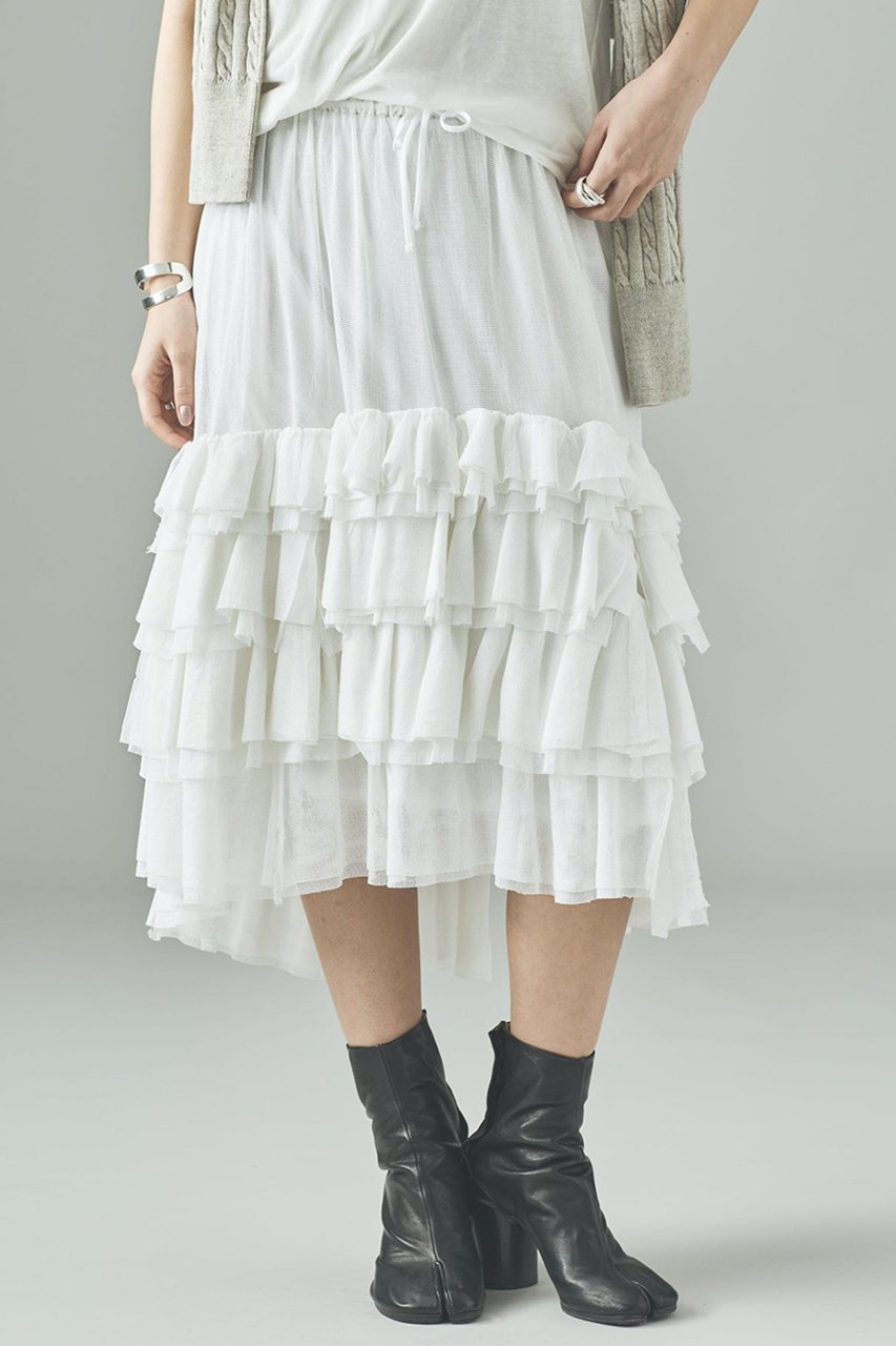 【カレンソロジー/Curensology】のコットンメッシュスカート インテリア・キッズ・メンズ・レディースファッション・服の通販 founy(ファニー) 　ファッション　Fashion　レディースファッション　Fashion for Women　スカート　Skirts　ロングスカート　Long Skirts / Maxi & Midi Skirts　おすすめ　Recommended / Our Picks　インド　Indian Textile　サテン　Satin, Glossy Fabric　シンプル　Simple, Minimal　デニム　Denim, Jeans Material　バランス　Balance, Style Balance　フリル　Frill, Ruffle　メッシュ　Mesh, Net Fabric　ロング　Long, Long-Length　ホワイト|ID: prp329100004606174 ipo3291000000032839596