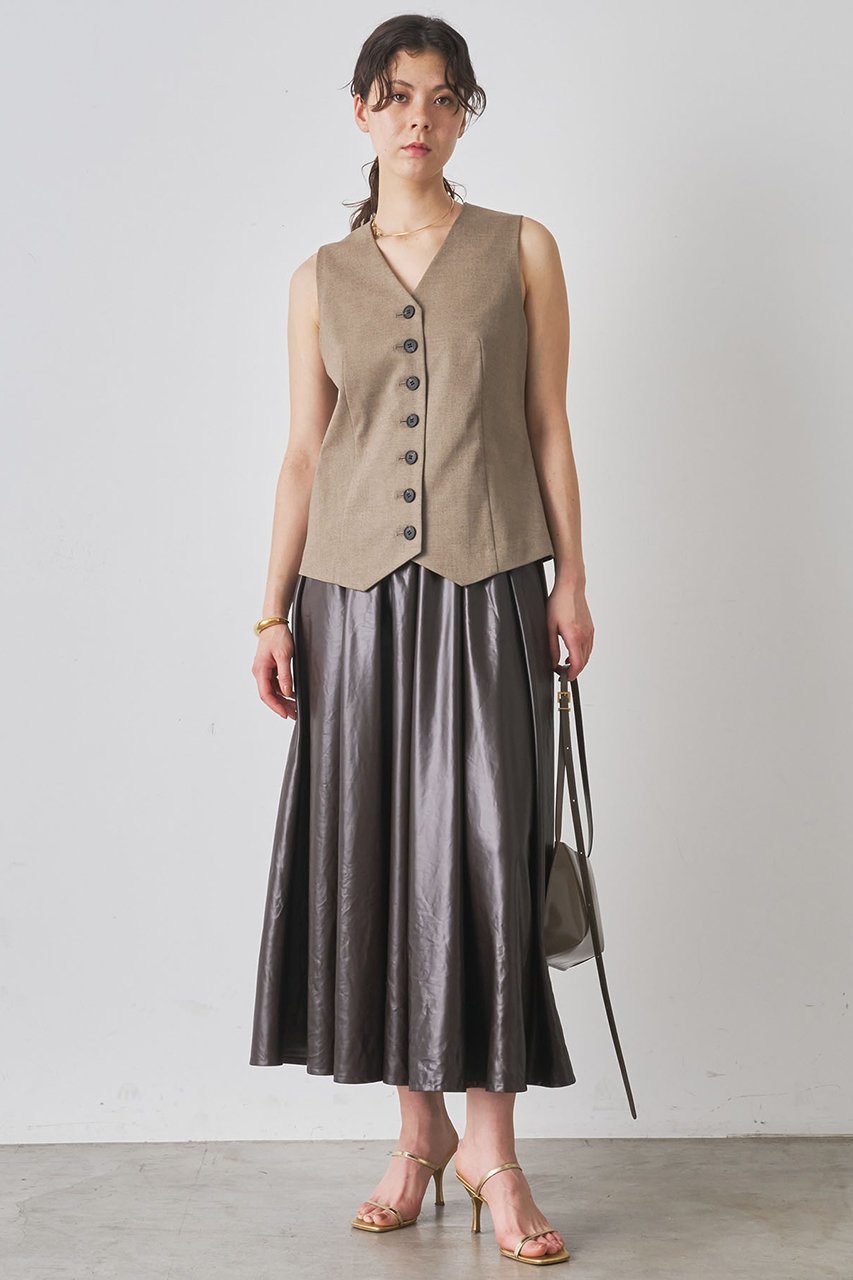 【ウィムガゼット/Whim Gazette】のレザーライクギャザースカート 人気、トレンドファッション・服の通販 founy(ファニー) 　ファッション　Fashion　レディースファッション　Fashion for Women　スカート　Skirts　ロングスカート　Long Skirts / Maxi & Midi Skirts　ギャザー　Gathered, Ruffled　サテン　Satin, Glossy Fabric　シンプル　Simple, Minimal　パターン　Pattern, Design Print　ロング　Long, Long-Length　エレガント 上品　Elegant　再入荷　Restock / Back in Stock　 other-1|ID: prp329100004606179 ipo3291000000032839761