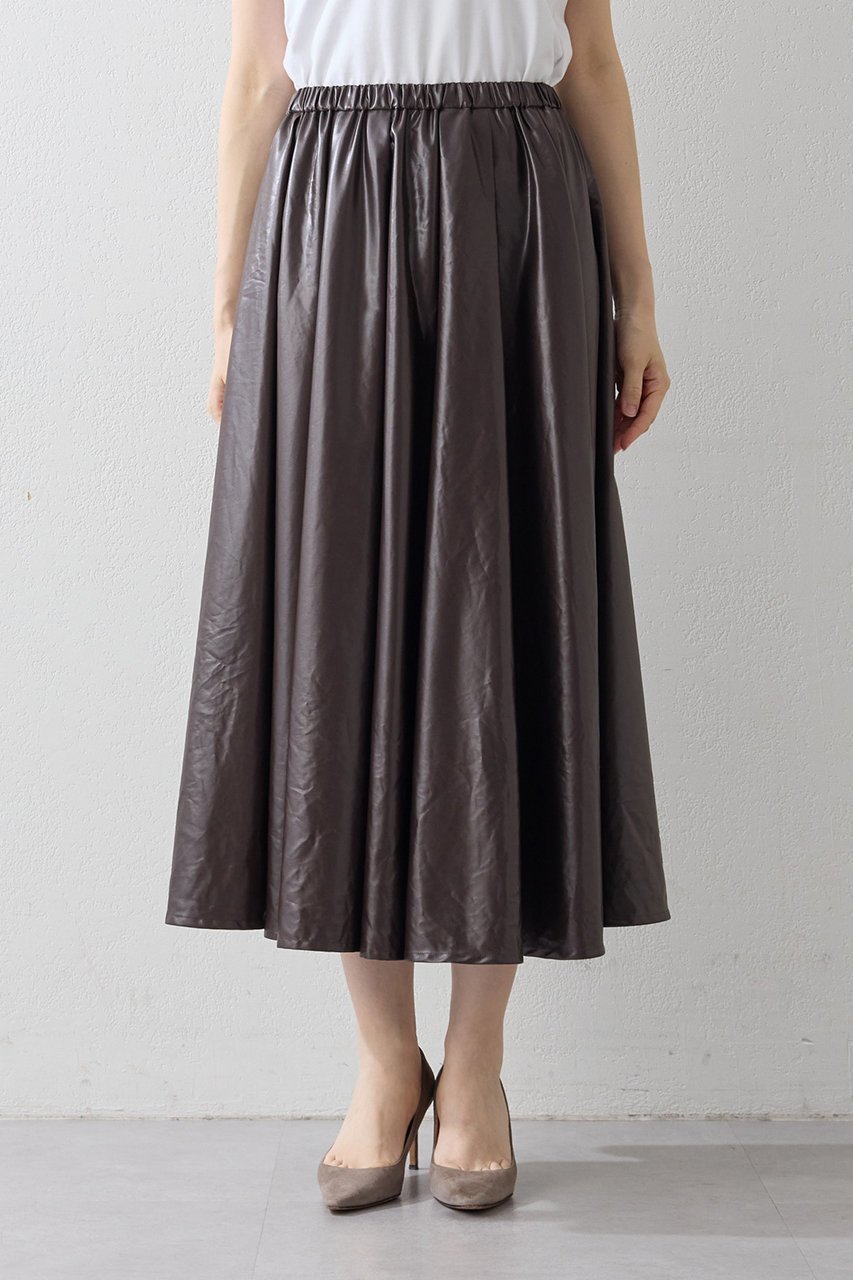 【ウィムガゼット/Whim Gazette】のレザーライクギャザースカート 人気、トレンドファッション・服の通販 founy(ファニー) 　ファッション　Fashion　レディースファッション　Fashion for Women　スカート　Skirts　ロングスカート　Long Skirts / Maxi & Midi Skirts　ギャザー　Gathered, Ruffled　サテン　Satin, Glossy Fabric　シンプル　Simple, Minimal　パターン　Pattern, Design Print　ロング　Long, Long-Length　エレガント 上品　Elegant　再入荷　Restock / Back in Stock　other-7|ID: prp329100004606179 ipo3291000000032839802