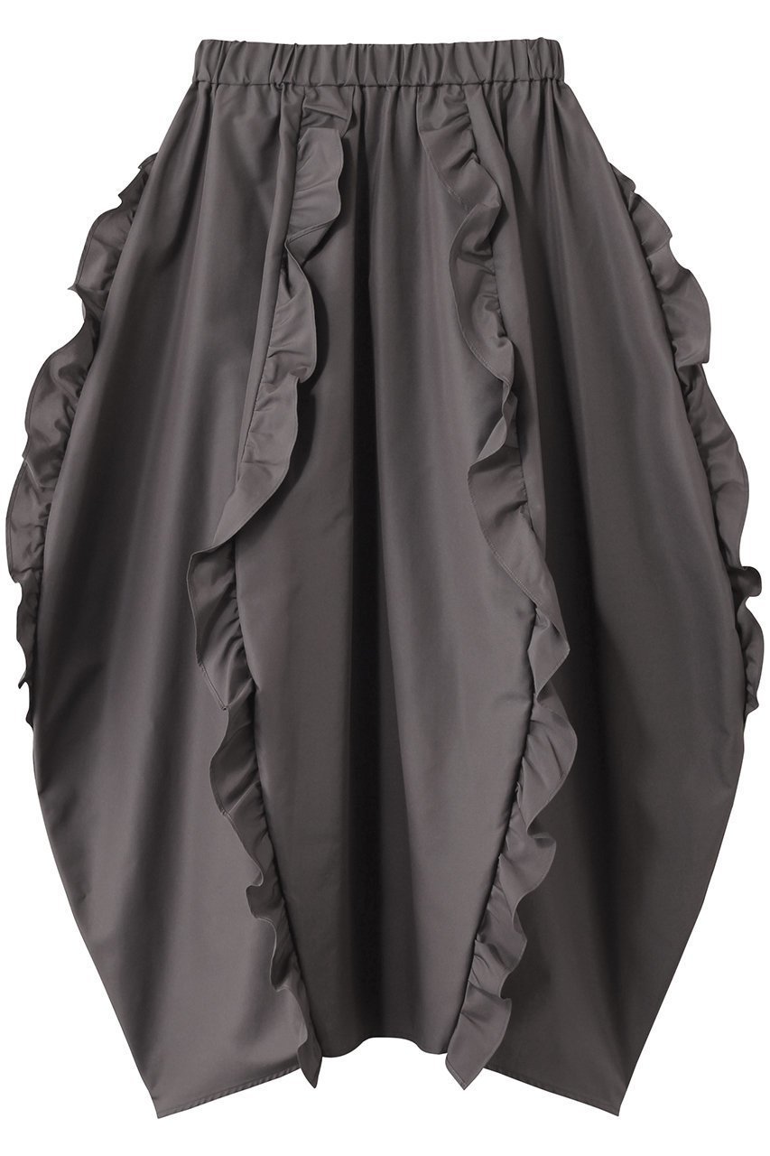 【ランバン オン ブルー/LANVIN en Bleu】のフリルコクーンスカート インテリア・キッズ・メンズ・レディースファッション・服の通販 founy(ファニー) 　ファッション　Fashion　レディースファッション　Fashion for Women　スカート　Skirts　ロングスカート　Long Skirts / Maxi & Midi Skirts　フェミニン　Feminine, Girly　フリル　Frill, Ruffle　ロング　Long, Long-Length　チャコールグレー|ID: prp329100004606183 ipo3291000000035964260