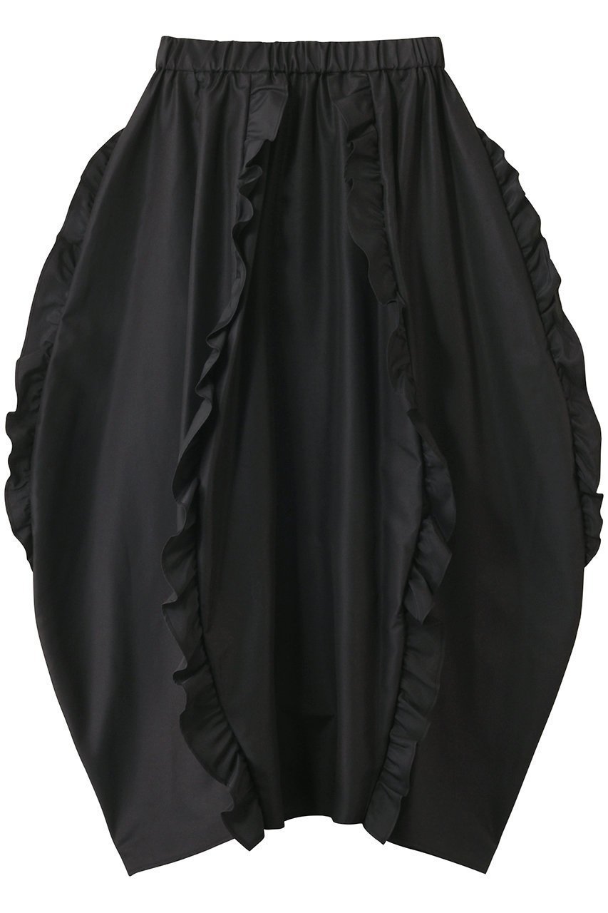 【ランバン オン ブルー/LANVIN en Bleu】のフリルコクーンスカート インテリア・キッズ・メンズ・レディースファッション・服の通販 founy(ファニー) 　ファッション　Fashion　レディースファッション　Fashion for Women　スカート　Skirts　ロングスカート　Long Skirts / Maxi & Midi Skirts　フェミニン　Feminine, Girly　フリル　Frill, Ruffle　ロング　Long, Long-Length　ブラック|ID: prp329100004606183 ipo3291000000035964262