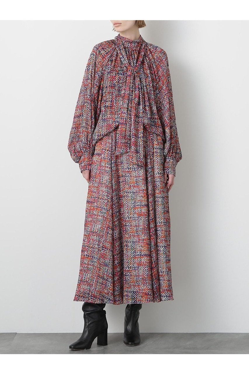 【ヒューエルミュージアム/hueLe Museum】の【STUMBLY】Printed Maxi Flare Skirt インテリア・キッズ・メンズ・レディースファッション・服の通販 founy(ファニー) 　ファッション　Fashion　レディースファッション　Fashion for Women　スカート　Skirts　ロングスカート　Long Skirts / Maxi & Midi Skirts　おすすめ　Recommended / Our Picks　サテン　Satin, Glossy Fabric　ジャカード／ジャガード　Jacquard, Woven Pattern　セットアップ　Set-Up, Coordinated Outfit　ツイード　Twill, Twill Weave　プリント　Print, Printed Pattern　リボン　Ribbon, Bow　ロング　Long, Long-Length　新作・新入荷　New Arrivals / New In　無地　Plain, Solid Color　不明色|ID: prp329100004606187 ipo3291000000032839967