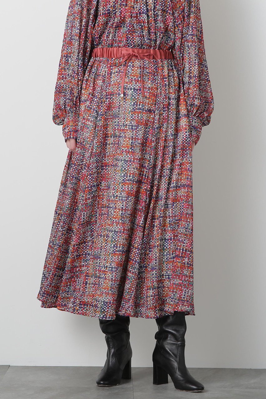 【ヒューエルミュージアム/hueLe Museum】の【STUMBLY】Printed Maxi Flare Skirt 人気、トレンドファッション・服の通販 founy(ファニー) 　ファッション　Fashion　レディースファッション　Fashion for Women　スカート　Skirts　ロングスカート　Long Skirts / Maxi & Midi Skirts　おすすめ　Recommended / Our Picks　サテン　Satin, Glossy Fabric　ジャカード／ジャガード　Jacquard, Woven Pattern　セットアップ　Set-Up, Coordinated Outfit　ツイード　Twill, Twill Weave　プリント　Print, Printed Pattern　リボン　Ribbon, Bow　ロング　Long, Long-Length　無地　Plain, Solid Color　other-3|ID: prp329100004606187 ipo3291000000035964281