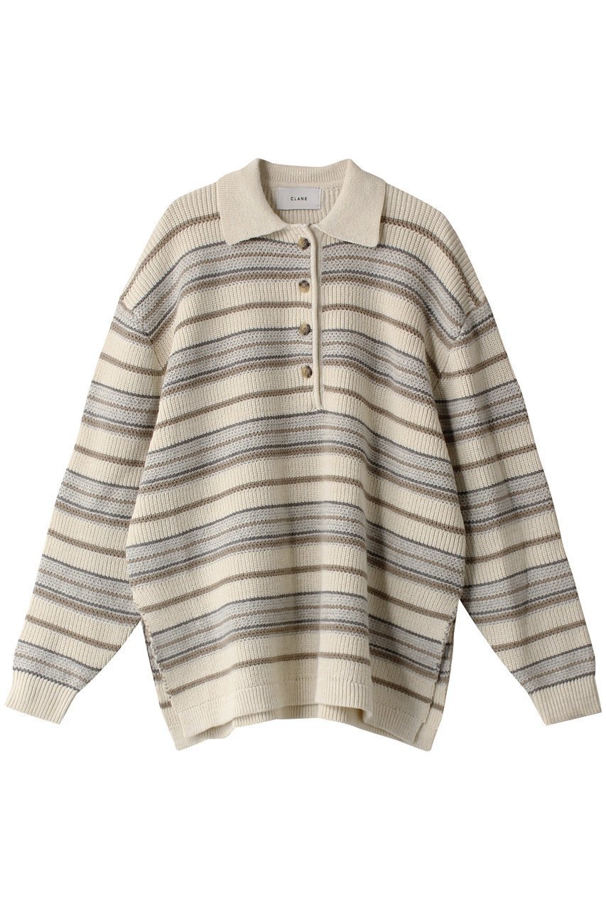 【クラネ/CLANE】のMULTI BORDER KNIT POLO TOPS/トップス 人気、トレンドファッション・服の通販 founy(ファニー) 　ファッション　Fashion　レディースファッション　Fashion for Women　トップス・カットソー　Cut & Sew Tops　ニット　Knit Tops & Sweaters　シャツ・ブラウス・オフィスカジュアル　Elegant Blouses & Button-Ups　ロングTシャツ・Tシャツ　Longline T-Shirts & Tees　カットソー・ベーシックTシャツ　Cut-and-Sewn Tops / Stretch Tees & Basics　スリーブ　Sleeve, Long Sleeve / Short Sleeve　トレンド　Trend, Trending Now　マニッシュ　Mannish, Boyish　ロング　Long, Long-Length　 other-1|ID: prp329100004606188 ipo3291000000032839963