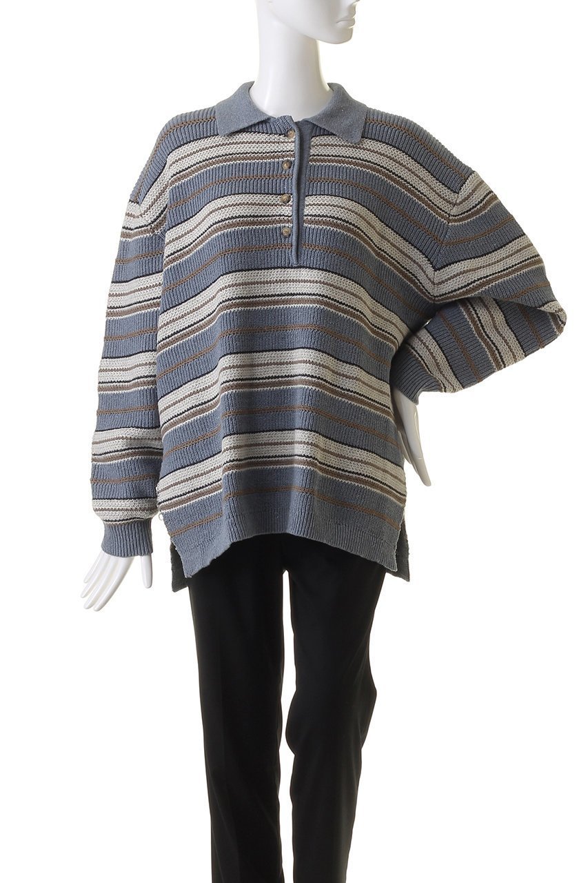 【クラネ/CLANE】のMULTI BORDER KNIT POLO TOPS/トップス 人気、トレンドファッション・服の通販 founy(ファニー) 　ファッション　Fashion　レディースファッション　Fashion for Women　トップス・カットソー　Cut & Sew Tops　ニット　Knit Tops & Sweaters　シャツ・ブラウス・オフィスカジュアル　Elegant Blouses & Button-Ups　ロングTシャツ・Tシャツ　Longline T-Shirts & Tees　カットソー・ベーシックTシャツ　Cut-and-Sewn Tops / Stretch Tees & Basics　スリーブ　Sleeve, Long Sleeve / Short Sleeve　トレンド　Trend, Trending Now　マニッシュ　Mannish, Boyish　ロング　Long, Long-Length　other-2|ID: prp329100004606188 ipo3291000000032839979