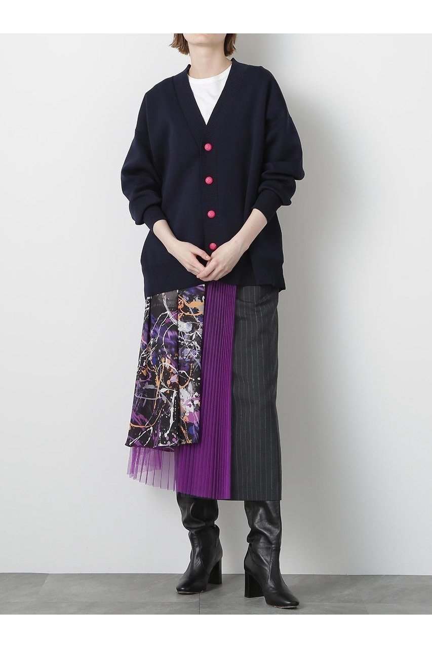 【ヒューエルミュージアム/hueLe Museum】の【STUMBLY】Mix Fabric Combination Skirt インテリア・キッズ・メンズ・レディースファッション・服の通販 founy(ファニー) 　ファッション　Fashion　レディースファッション　Fashion for Women　スカート　Skirts　ロングスカート　Long Skirts / Maxi & Midi Skirts　スタンダード　Standard, Basic　ドット　Polka Dot, Dot Pattern　プリント　Print, Printed Pattern　マニッシュ　Mannish, Boyish　ロング　Long, Long-Length　新作・新入荷　New Arrivals / New In　ブラック|ID: prp329100004606189 ipo3291000000032840026