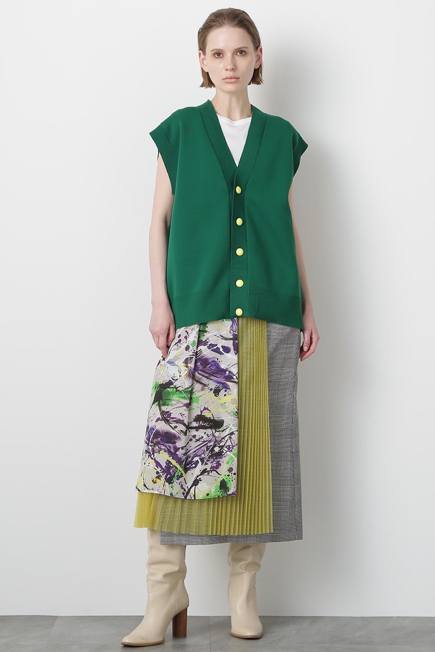 【ヒューエルミュージアム/hueLe Museum】の【STUMBLY】Mix Fabric Combination Skirt インテリア・キッズ・メンズ・レディースファッション・服の通販 founy(ファニー) ファッション Fashion レディースファッション Fashion for Women スカート Skirts ロングスカート Long Skirts / Maxi & Midi Skirts スタンダード Standard, Basic ドット Polka Dot, Dot Pattern プリント Print, Printed Pattern マニッシュ Mannish, Boyish ロング Long, Long-Length グレー|ID: prp329100004606189 ipo3291000000035964289