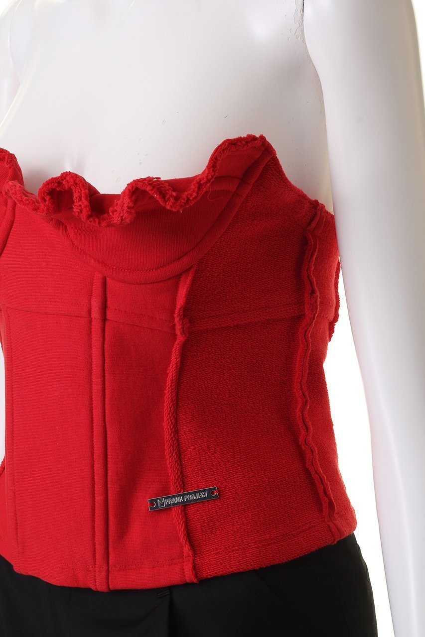 【プランク プロジェクト/PRANK PROJECT】のフリルスウェットビスチェ / Ruffle Sweatshirt Bustier 人気、トレンドファッション・服の通販 founy(ファニー) 　ファッション　Fashion　レディースファッション　Fashion for Women　トップス・カットソー　Cut & Sew Tops　シャツ・ブラウス・オフィスカジュアル　Elegant Blouses & Button-Ups　レディースパーカー・カジュアルフーディー　Casual Hoodies & Sweatshirts　ロングTシャツ・Tシャツ　Longline T-Shirts & Tees　スウェット・クルーネックトップス　Sweatshirts & Crewnecks / Relaxed Fit Sweat Tops　カットソー・ベーシックTシャツ　Cut-and-Sewn Tops / Stretch Tees & Basics　ビスチェ　Bustiers & Corset Tops / Layered Bustier Style　おすすめ　Recommended / Our Picks　ビスチェ　Bustier, Corset Top　フリル　Frill, Ruffle　ワイヤー　Wire, Wired Bra　other-5|ID: prp329100004606190 ipo3291000000032840099