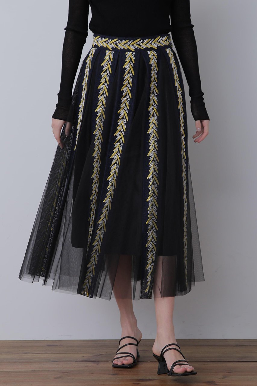 【ヒューエルミュージアム/hueLe Museum】の【STUMBLY】 Lace Tulle Combi Skirt 人気、トレンドファッション・服の通販 founy(ファニー) 　ファッション　Fashion　レディースファッション　Fashion for Women　スカート　Skirts　ロングスカート　Long Skirts / Maxi & Midi Skirts　シアー　Sheer, See-Through　チュール　Tulip, Tulip Motif　デニム　Denim, Jeans Material　リボン　Ribbon, Bow　レギンス　Leggings, Stretch Pants　レース　Lace, Lace Fabric　ロング　Long, Long-Length　 other-1|ID: prp329100004606202 ipo3291000000032840464