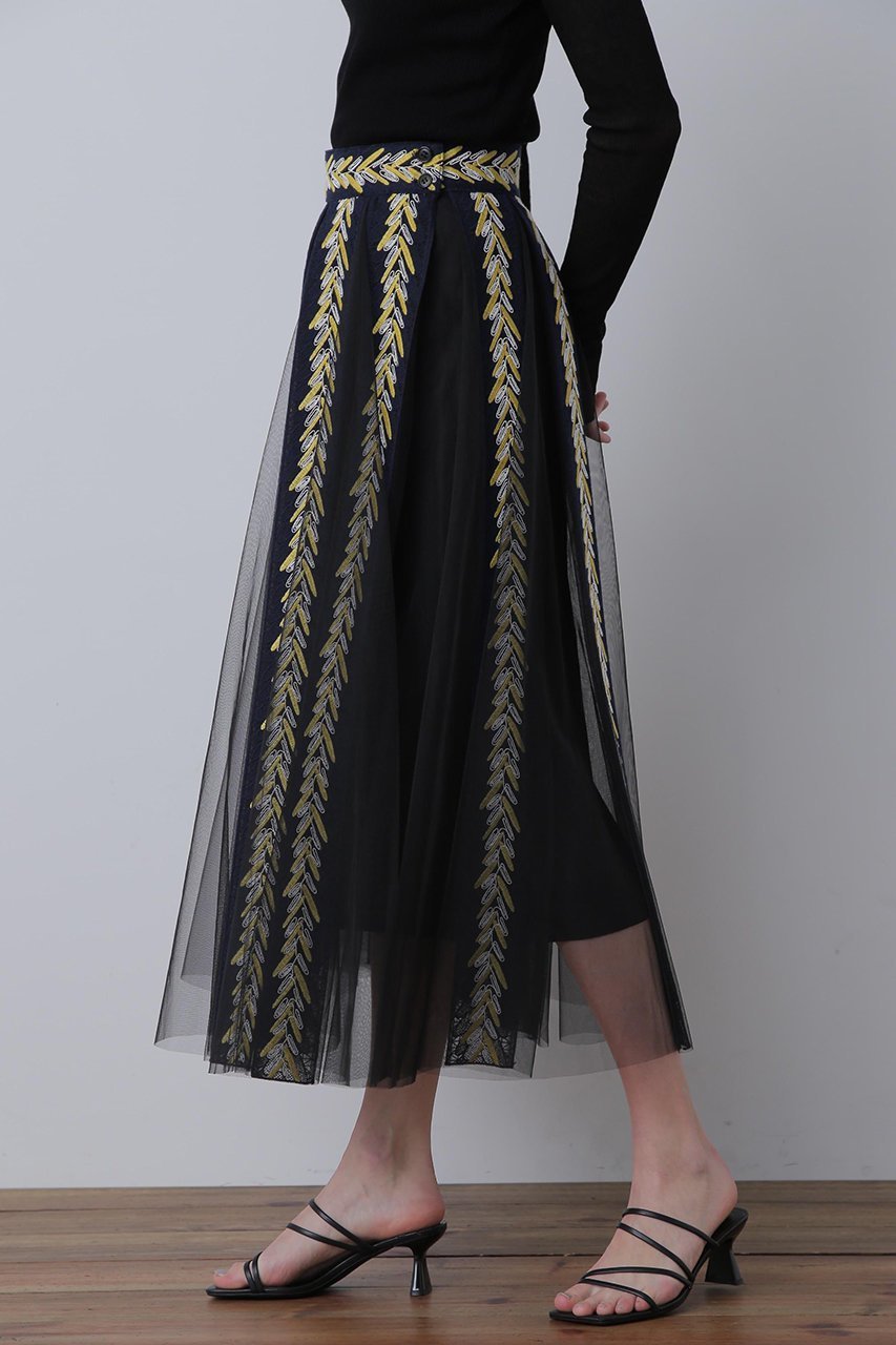 【ヒューエルミュージアム/hueLe Museum】の【STUMBLY】 Lace Tulle Combi Skirt 人気、トレンドファッション・服の通販 founy(ファニー) 　ファッション　Fashion　レディースファッション　Fashion for Women　スカート　Skirts　ロングスカート　Long Skirts / Maxi & Midi Skirts　シアー　Sheer, See-Through　チュール　Tulip, Tulip Motif　デニム　Denim, Jeans Material　リボン　Ribbon, Bow　レギンス　Leggings, Stretch Pants　レース　Lace, Lace Fabric　ロング　Long, Long-Length　other-3|ID: prp329100004606202 ipo3291000000032840481