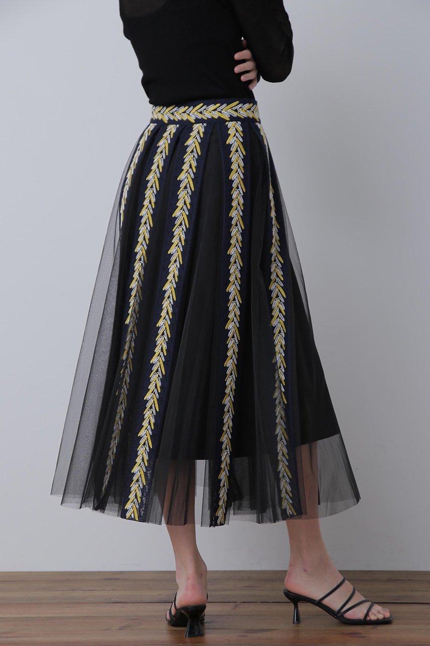 【ヒューエルミュージアム/hueLe Museum】の【STUMBLY】 Lace Tulle Combi Skirt 人気、トレンドファッション・服の通販 founy(ファニー) 　ファッション　Fashion　レディースファッション　Fashion for Women　スカート　Skirts　ロングスカート　Long Skirts / Maxi & Midi Skirts　シアー　Sheer, See-Through　チュール　Tulip, Tulip Motif　デニム　Denim, Jeans Material　リボン　Ribbon, Bow　レギンス　Leggings, Stretch Pants　レース　Lace, Lace Fabric　ロング　Long, Long-Length　other-4|ID: prp329100004606202 ipo3291000000032840487