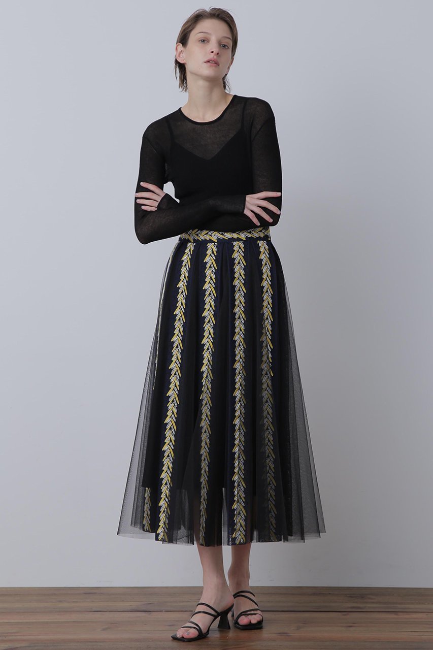 【ヒューエルミュージアム/hueLe Museum】の【STUMBLY】 Lace Tulle Combi Skirt 人気、トレンドファッション・服の通販 founy(ファニー) 　ファッション　Fashion　レディースファッション　Fashion for Women　スカート　Skirts　ロングスカート　Long Skirts / Maxi & Midi Skirts　シアー　Sheer, See-Through　チュール　Tulip, Tulip Motif　デニム　Denim, Jeans Material　リボン　Ribbon, Bow　レギンス　Leggings, Stretch Pants　レース　Lace, Lace Fabric　ロング　Long, Long-Length　other-6|ID: prp329100004606202 ipo3291000000032840498