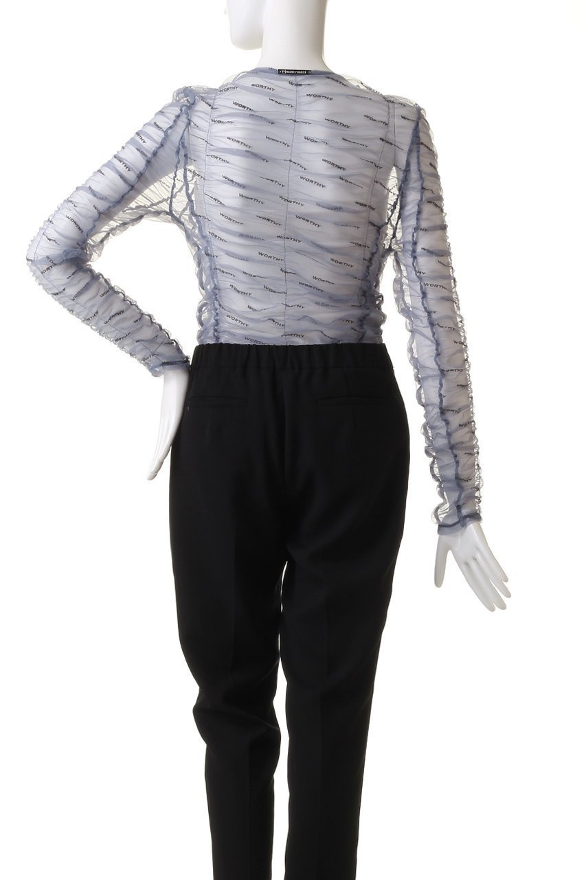 【プランク プロジェクト/PRANK PROJECT】のフロッキーロゴチュールボディスーツ / Flocky Logo Tulle Bodysuit 人気、トレンドファッション・服の通販 founy(ファニー) 　ファッション　Fashion　レディースファッション　Fashion for Women　トップス・カットソー　Cut & Sew Tops　キャミソール&ノースリーブ　Camisoles & Sleeveless Tops　シャツ・ブラウス・オフィスカジュアル　Elegant Blouses & Button-Ups　ロングTシャツ・Tシャツ　Longline T-Shirts & Tees　カットソー・ベーシックTシャツ　Cut-and-Sewn Tops / Stretch Tees & Basics　おすすめ　Recommended / Our Picks　インナー　Innerwear　キャミソール　Camisole, Spaghetti Strap Top　ギャザー　Gathered, Ruffled　シアー　Sheer, See-Through　シャーリング　Shirring, Ruched　スーツ　Suit, Formalwear　セットアップ　Set-Up, Coordinated Outfit　タンク　Tank Top, Sleeveless Top　プリント　Print, Printed Pattern　other-4|ID: prp329100004606203 ipo3291000000032840535