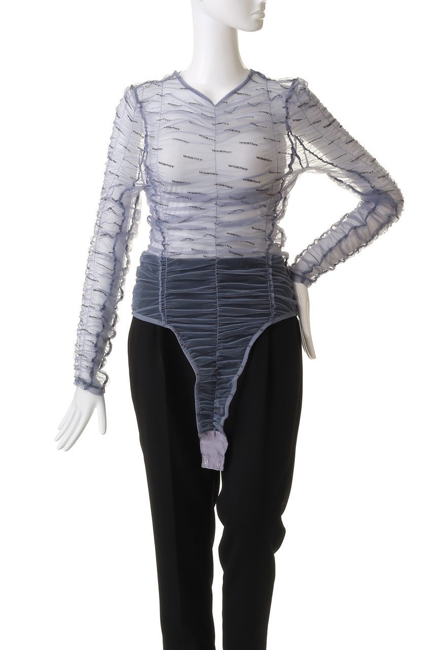 【プランク プロジェクト/PRANK PROJECT】のフロッキーロゴチュールボディスーツ / Flocky Logo Tulle Bodysuit 人気、トレンドファッション・服の通販 founy(ファニー) 　ファッション　Fashion　レディースファッション　Fashion for Women　トップス・カットソー　Cut & Sew Tops　キャミソール&ノースリーブ　Camisoles & Sleeveless Tops　シャツ・ブラウス・オフィスカジュアル　Elegant Blouses & Button-Ups　ロングTシャツ・Tシャツ　Longline T-Shirts & Tees　カットソー・ベーシックTシャツ　Cut-and-Sewn Tops / Stretch Tees & Basics　おすすめ　Recommended / Our Picks　インナー　Innerwear　キャミソール　Camisole, Spaghetti Strap Top　ギャザー　Gathered, Ruffled　シアー　Sheer, See-Through　シャーリング　Shirring, Ruched　スーツ　Suit, Formalwear　セットアップ　Set-Up, Coordinated Outfit　タンク　Tank Top, Sleeveless Top　プリント　Print, Printed Pattern　other-6|ID: prp329100004606203 ipo3291000000032840547