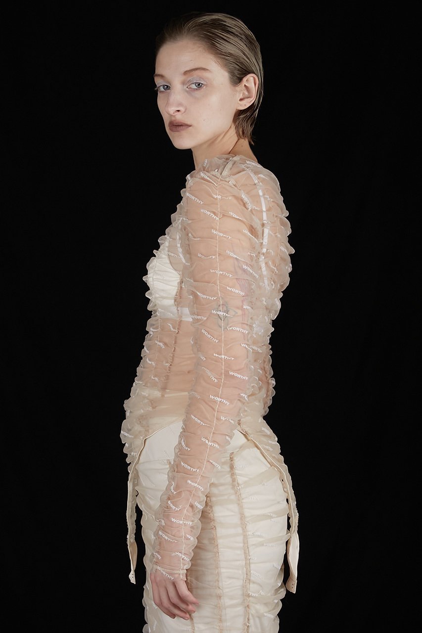 【プランク プロジェクト/PRANK PROJECT】のフロッキーロゴチュールボディスーツ / Flocky Logo Tulle Bodysuit 人気、トレンドファッション・服の通販 founy(ファニー) 　ファッション　Fashion　レディースファッション　Fashion for Women　トップス・カットソー　Cut & Sew Tops　キャミソール&ノースリーブ　Camisoles & Sleeveless Tops　シャツ・ブラウス・オフィスカジュアル　Elegant Blouses & Button-Ups　ロングTシャツ・Tシャツ　Longline T-Shirts & Tees　カットソー・ベーシックTシャツ　Cut-and-Sewn Tops / Stretch Tees & Basics　おすすめ　Recommended / Our Picks　インナー　Innerwear　キャミソール　Camisole, Spaghetti Strap Top　ギャザー　Gathered, Ruffled　シアー　Sheer, See-Through　シャーリング　Shirring, Ruched　スーツ　Suit, Formalwear　セットアップ　Set-Up, Coordinated Outfit　タンク　Tank Top, Sleeveless Top　プリント　Print, Printed Pattern　other-8|ID: prp329100004606203 ipo3291000000032840558