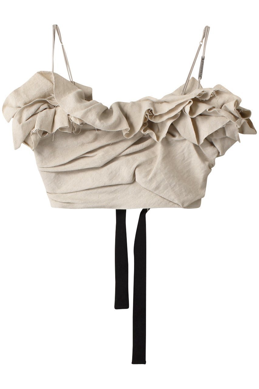 【プランク プロジェクト/PRANK PROJECT】のカットオフフリルトップ / Cut-off Ruffled Top インテリア・キッズ・メンズ・レディースファッション・服の通販 founy(ファニー) 　ファッション　Fashion　レディースファッション　Fashion for Women　トップス・カットソー　Cut & Sew Tops　キャミソール&ノースリーブ　Camisoles & Sleeveless Tops　シャツ・ブラウス・オフィスカジュアル　Elegant Blouses & Button-Ups　ロングTシャツ・Tシャツ　Longline T-Shirts & Tees　カットソー・ベーシックTシャツ　Cut-and-Sewn Tops / Stretch Tees & Basics　キャミソール　Camisole, Spaghetti Strap Top　タフタ　Taffeta, Structured Fabric　タンク　Tank Top, Sleeveless Top　フリル　Frill, Ruffle　ランダム　Random, Irregular　リップ　Lip, Lip Motif　リネン　Linen, Linen Fabric　ワッシャー　Washer, Crinkled Finish　夏　Summer　エレガント 上品　Elegant　KNR(生成り)|ID: prp329100004606205 ipo3291000000032840583