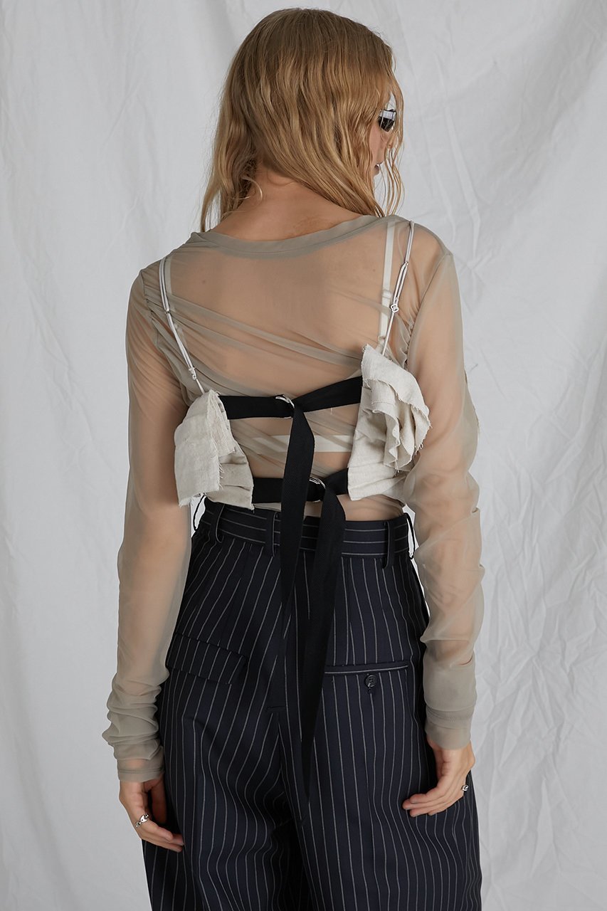 【プランク プロジェクト/PRANK PROJECT】のカットオフフリルトップ / Cut-off Ruffled Top 人気、トレンドファッション・服の通販 founy(ファニー) 　ファッション　Fashion　レディースファッション　Fashion for Women　トップス・カットソー　Cut & Sew Tops　キャミソール&ノースリーブ　Camisoles & Sleeveless Tops　シャツ・ブラウス・オフィスカジュアル　Elegant Blouses & Button-Ups　ロングTシャツ・Tシャツ　Longline T-Shirts & Tees　カットソー・ベーシックTシャツ　Cut-and-Sewn Tops / Stretch Tees & Basics　キャミソール　Camisole, Spaghetti Strap Top　タフタ　Taffeta, Structured Fabric　タンク　Tank Top, Sleeveless Top　フリル　Frill, Ruffle　ランダム　Random, Irregular　リップ　Lip, Lip Motif　リネン　Linen, Linen Fabric　ワッシャー　Washer, Crinkled Finish　夏　Summer　エレガント 上品　Elegant　other-8|ID: prp329100004606205 ipo3291000000032840626