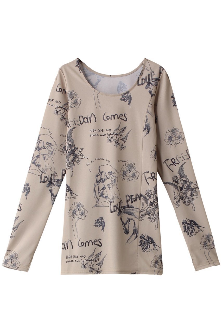 【メゾンスペシャル/MAISON SPECIAL】のHand Illustration Printed Tops/ハンドイラストプリントトップス 人気、トレンドファッション・服の通販 founy(ファニー) 　ファッション　Fashion　レディースファッション　Fashion for Women　トップス・カットソー　Cut & Sew Tops　シャツ・ブラウス・オフィスカジュアル　Elegant Blouses & Button-Ups　ロングTシャツ・Tシャツ　Longline T-Shirts & Tees　カットソー・ベーシックTシャツ　Cut-and-Sewn Tops / Stretch Tees & Basics　ストレッチ　Stretch, Stretchy Fabric　スリーブ　Sleeve, Long Sleeve / Short Sleeve　ロング　Long, Long-Length　羽織　Haori, Light Jacket　 other-1|ID: prp329100004606211 ipo3291000000032841092