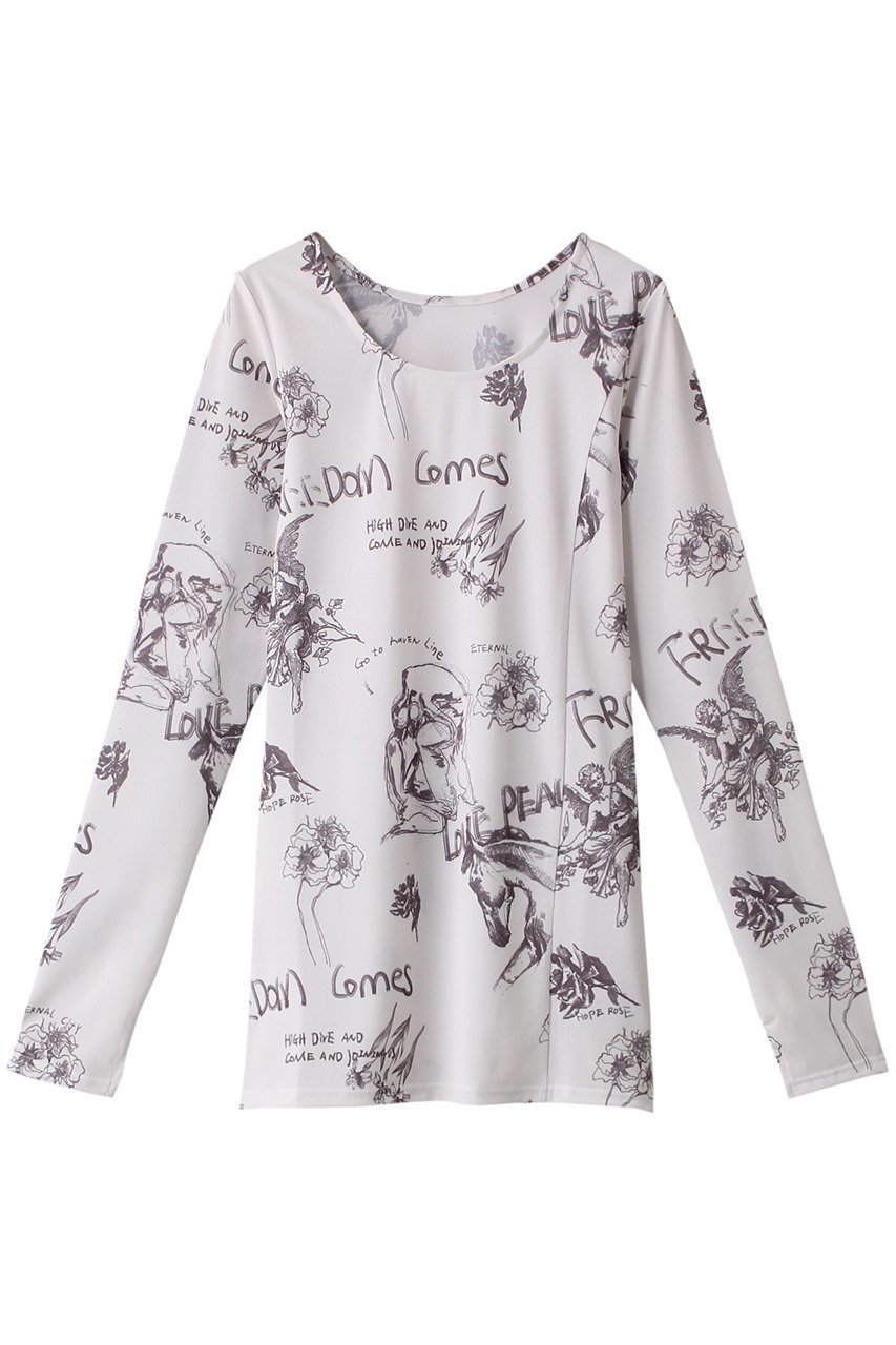 【メゾンスペシャル/MAISON SPECIAL】のHand Illustration Printed Tops/ハンドイラストプリントトップス インテリア・キッズ・メンズ・レディースファッション・服の通販 founy(ファニー) 　ファッション　Fashion　レディースファッション　Fashion for Women　トップス・カットソー　Cut & Sew Tops　シャツ・ブラウス・オフィスカジュアル　Elegant Blouses & Button-Ups　ロングTシャツ・Tシャツ　Longline T-Shirts & Tees　カットソー・ベーシックTシャツ　Cut-and-Sewn Tops / Stretch Tees & Basics　ストレッチ　Stretch, Stretchy Fabric　スリーブ　Sleeve, Long Sleeve / Short Sleeve　ロング　Long, Long-Length　羽織　Haori, Light Jacket　IVR(アイボリー)|ID: prp329100004606211 ipo3291000000032841113