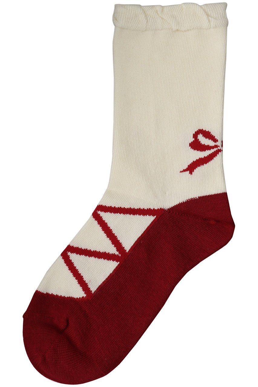 【ポプキンズ/POMPKINS / KIDS】の【KIDS】バレーシューズソックス レッド SS(11-13㎝) インテリア・キッズ・メンズ・レディースファッション・服の通販 founy(ファニー) 　ファッション　Fashion　キッズファッション　Fashion for Kids　シューズ　Shoes, Footwear　ソックス　Socks, Hosiery　バレエ　Ballet, Ballet Style　フェミニン　Feminine, Girly　プリント　Print, Printed Pattern　モノトーン　Monotone, Black and White　エレガント 上品　Elegant　レッド|ID: prp329100004606214 ipo3291000000036236844