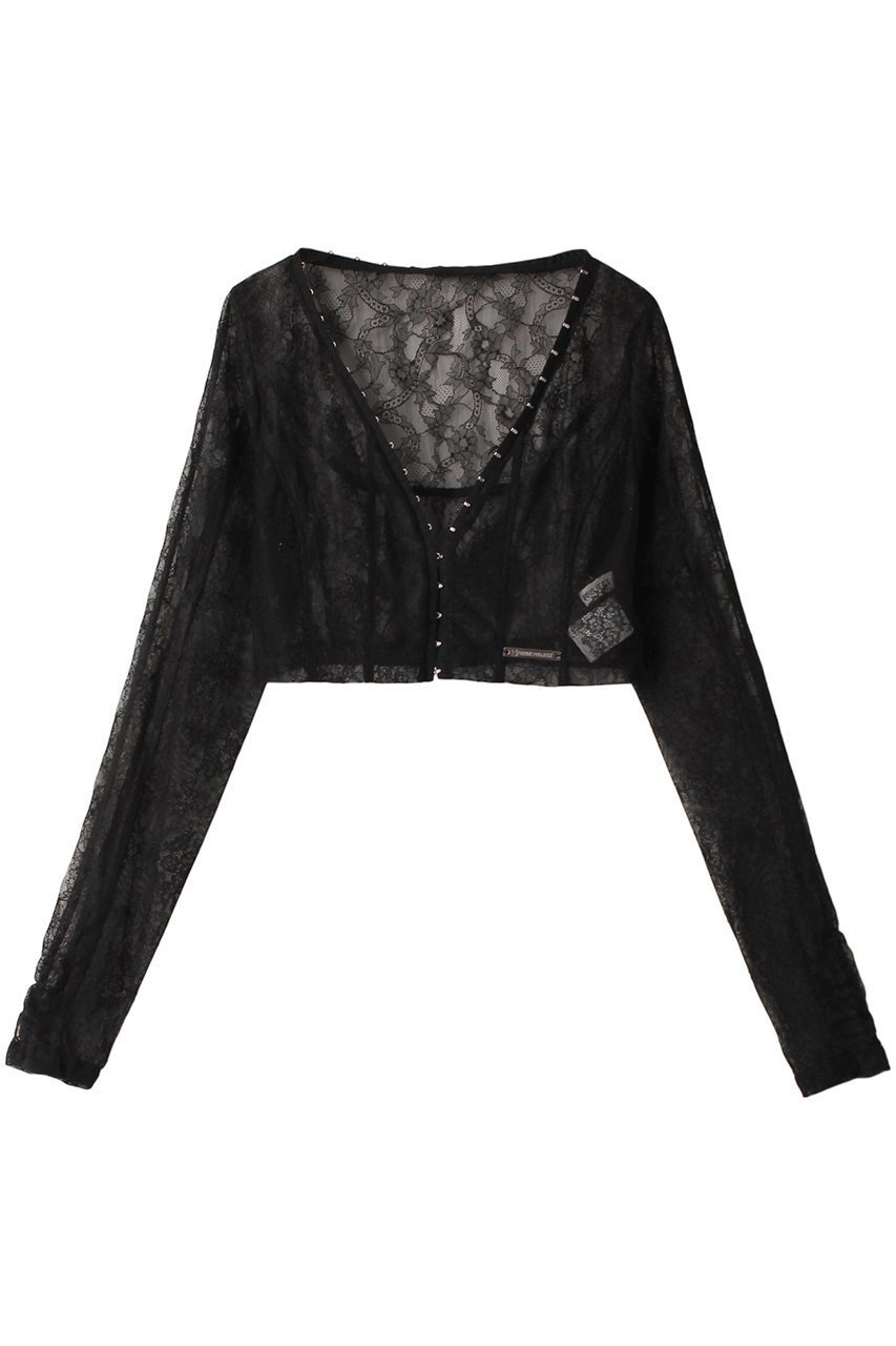 【プランク プロジェクト/PRANK PROJECT】のレースフックショートカーディガン / Lace Hook Short Cardigan インテリア・キッズ・メンズ・レディースファッション・服の通販 founy(ファニー) ファッション Fashion レディースファッション Fashion for Women トップス・カットソー Cut & Sew Tops カーディガン・羽織り Layered Style Cardigans シャツ・ブラウス・オフィスカジュアル Elegant Blouses & Button-Ups ロングTシャツ・Tシャツ Longline T-Shirts & Tees カットソー・ベーシックTシャツ Cut-and-Sewn Tops / Stretch Tees & Basics おすすめ Recommended / Our Picks カーディガン Cardigan, Knitwear ショート Short, Short Length フロント Front, Front Design ラッセル Raschel, Raschel Lace ランジェリー Lingerie, Intimate Wear レーシー Lacy, Lace-Like レース Lace, Lace Fabric 夏 Summer BLK(ブラック)|ID: prp329100004606218 ipo3291000000034421736