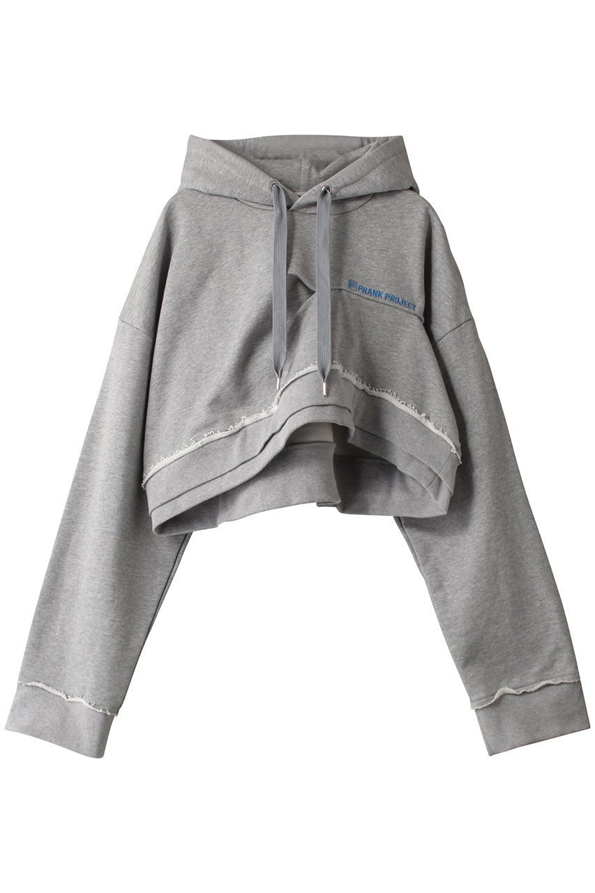 【プランク プロジェクト/PRANK PROJECT】のクロップドフーディ/Cropped Hoodie インテリア・キッズ・メンズ・レディースファッション・服の通販 founy(ファニー) 　ファッション　Fashion　レディースファッション　Fashion for Women　トップス・カットソー　Cut & Sew Tops　シャツ・ブラウス・オフィスカジュアル　Elegant Blouses & Button-Ups　レディースパーカー・カジュアルフーディー　Casual Hoodies & Sweatshirts　ロングTシャツ・Tシャツ　Longline T-Shirts & Tees　スウェット・クルーネックトップス　Sweatshirts & Crewnecks / Relaxed Fit Sweat Tops　カットソー・ベーシックTシャツ　Cut-and-Sewn Tops / Stretch Tees & Basics　アシンメトリー　Asymmetrical Style　クロップド　Cropped, Short Length　バランス　Balance, Style Balance　フォルム　Silhouette, Form　L.GRY(ライトグレー)|ID: prp329100004606220 ipo3291000000032842654