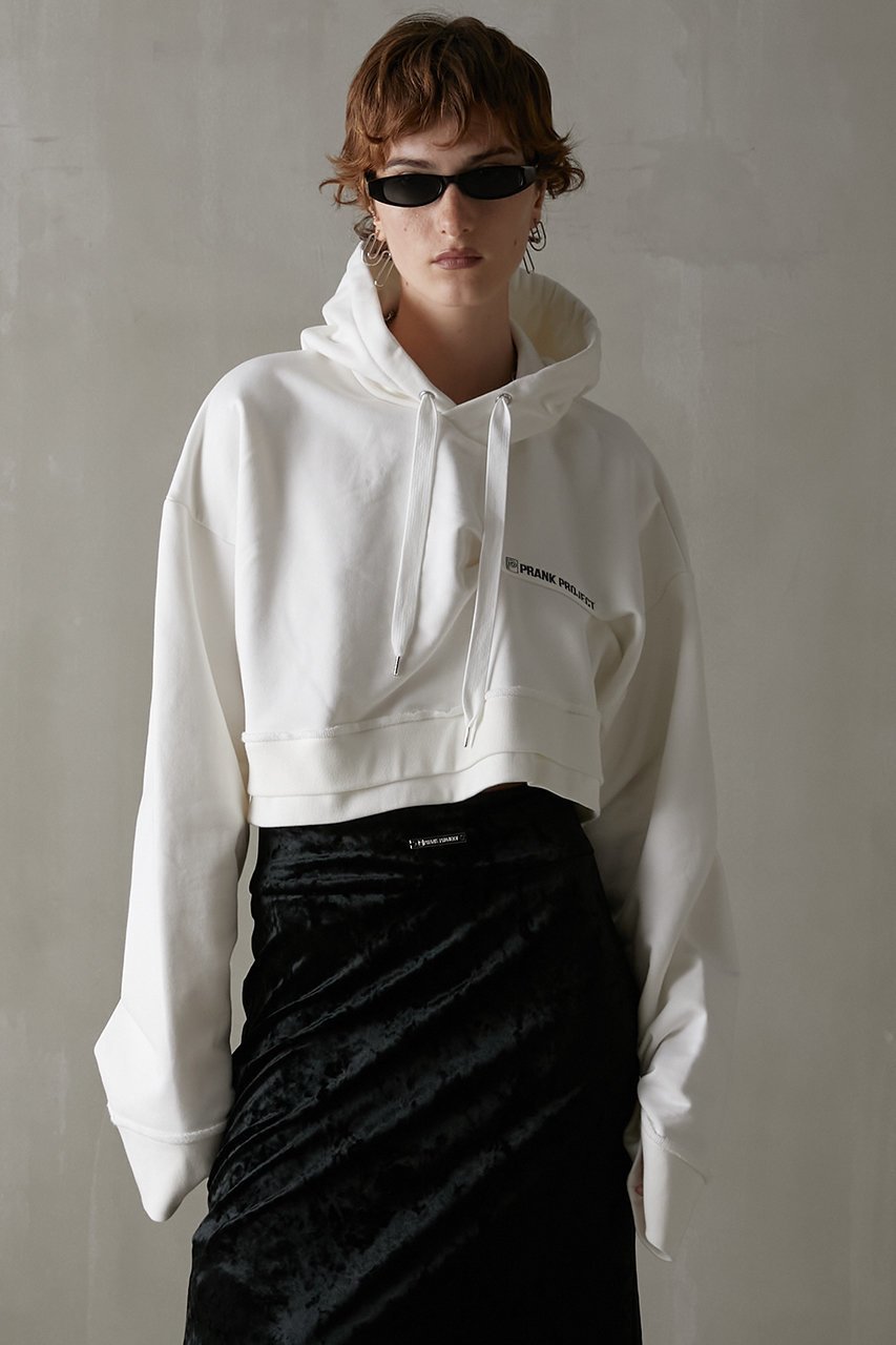 【プランク プロジェクト/PRANK PROJECT】のクロップドフーディ/Cropped Hoodie 人気、トレンドファッション・服の通販 founy(ファニー) 　ファッション　Fashion　レディースファッション　Fashion for Women　トップス・カットソー　Cut & Sew Tops　シャツ・ブラウス・オフィスカジュアル　Elegant Blouses & Button-Ups　レディースパーカー・カジュアルフーディー　Casual Hoodies & Sweatshirts　ロングTシャツ・Tシャツ　Longline T-Shirts & Tees　スウェット・クルーネックトップス　Sweatshirts & Crewnecks / Relaxed Fit Sweat Tops　カットソー・ベーシックTシャツ　Cut-and-Sewn Tops / Stretch Tees & Basics　アシンメトリー　Asymmetrical Style　クロップド　Cropped, Short Length　バランス　Balance, Style Balance　フォルム　Silhouette, Form　other-6|ID: prp329100004606220 ipo3291000000032842684
