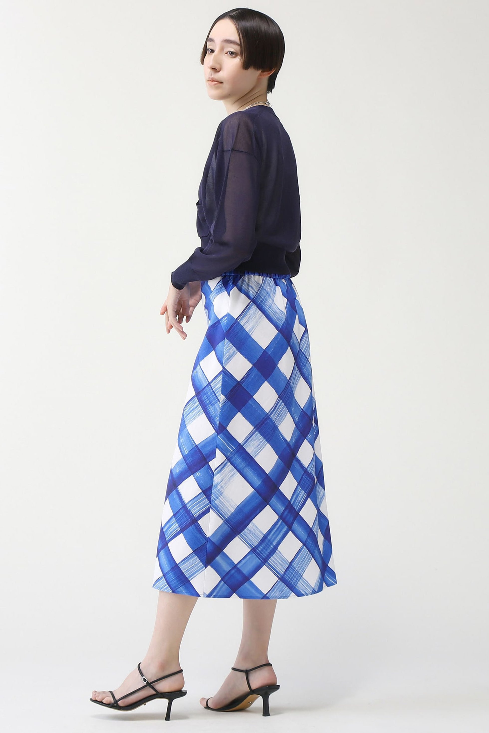【マルティニーク/martinique】のBRUSH CHECKバイアススカート 人気、トレンドファッション・服の通販 founy(ファニー) 　ファッション　Fashion　レディースファッション　Fashion for Women　スカート　Skirts　ロングスカート　Long Skirts / Maxi & Midi Skirts　サテン　Satin, Glossy Fabric　チェック　Check, Plaid, Tartan　ドレープ　Drape, Draping Fabric　バイアス　Bias, Diagonal Cut　プリント　Print, Printed Pattern　ロング　Long, Long-Length　other-7|ID: prp329100004606234 ipo3291000000032843898