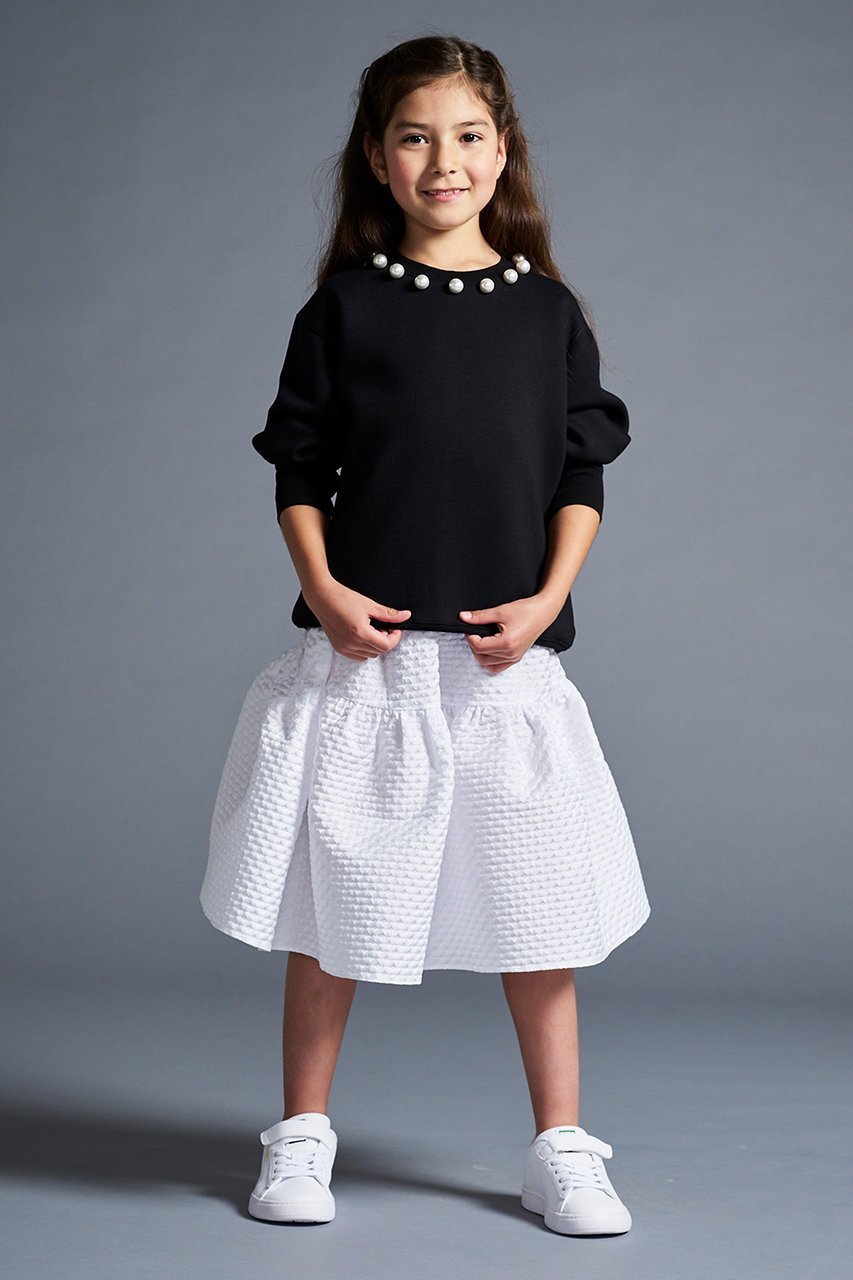 【アミカ/AMICA / KIDS】の【KIDS】パールスウェットトップミニ 人気、トレンドファッション・服の通販 founy(ファニー) 　ファッション　Fashion　キッズファッション　Fashion for Kids　トップス・カットソー　Cut & Sew Tops　おすすめ　Recommended / Our Picks　シンプル　Simple, Minimal　バランス　Balance, Style Balance　パール　Pearl, Pearl Accent　ボトム　Bottoms, Lower Wear　other-4|ID: prp329100004606236 ipo3291000000032844034