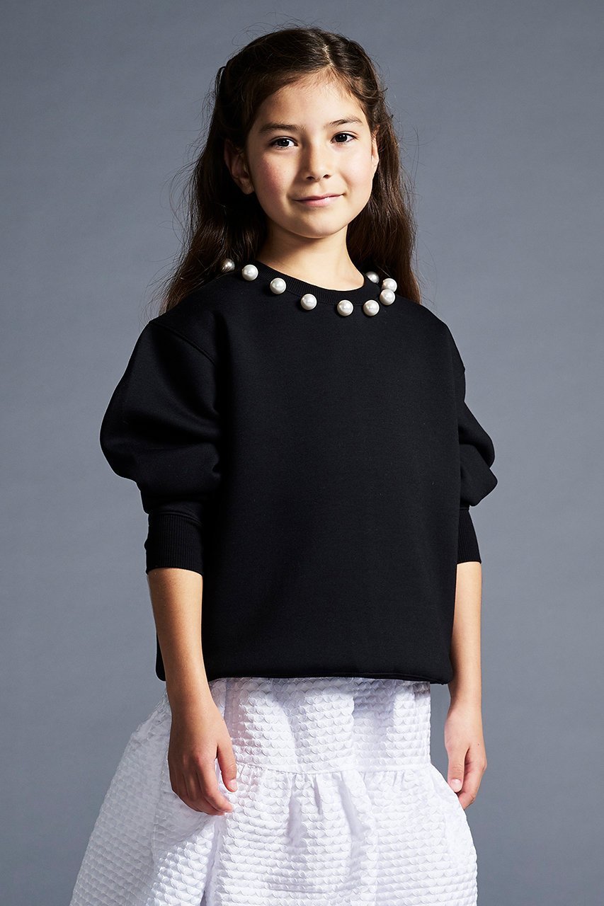 【アミカ/AMICA / KIDS】の【KIDS】パールスウェットトップミニ 人気、トレンドファッション・服の通販 founy(ファニー) 　ファッション　Fashion　キッズファッション　Fashion for Kids　トップス・カットソー　Cut & Sew Tops　おすすめ　Recommended / Our Picks　シンプル　Simple, Minimal　バランス　Balance, Style Balance　パール　Pearl, Pearl Accent　ボトム　Bottoms, Lower Wear　other-5|ID: prp329100004606236 ipo3291000000032844040