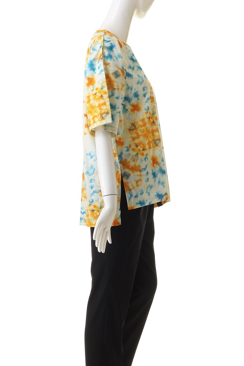 【ランバン オン ブルー/LANVIN en Bleu】のKaleidoscopeプリントTシャツ 人気、トレンドファッション・服の通販 founy(ファニー) 　ファッション　Fashion　レディースファッション　Fashion for Women　トップス・カットソー　Cut & Sew Tops　シャツ・ブラウス・オフィスカジュアル　Elegant Blouses & Button-Ups　ロングTシャツ・Tシャツ　Longline T-Shirts & Tees　カットソー・ベーシックTシャツ　Cut-and-Sewn Tops / Stretch Tees & Basics　ショート　Short, Short Length　シンプル　Simple, Minimal　スリット　Slit, Slit Detail　スリーブ　Sleeve, Long Sleeve / Short Sleeve　プリント　Print, Printed Pattern　other-3|ID: prp329100004606237 ipo3291000000032844631