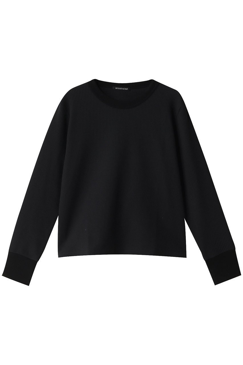 【ミズイロ インド/mizuiro ind】のwaffle crew neck T Tシャツ インテリア・キッズ・メンズ・レディースファッション・服の通販 founy(ファニー) 　ファッション　Fashion　レディースファッション　Fashion for Women　トップス・カットソー　Cut & Sew Tops　シャツ・ブラウス・オフィスカジュアル　Elegant Blouses & Button-Ups　ロングTシャツ・Tシャツ　Longline T-Shirts & Tees　カットソー・ベーシックTシャツ　Cut-and-Sewn Tops / Stretch Tees & Basics　インナー　Innerwear　シンプル　Simple, Minimal　スリーブ　Sleeve, Long Sleeve / Short Sleeve　ベーシック　Basic, Essential　ロング　Long, Long-Length　ワッフル　Waffle, Waffle Knit　black|ID: prp329100004606241 ipo3291000000032845244
